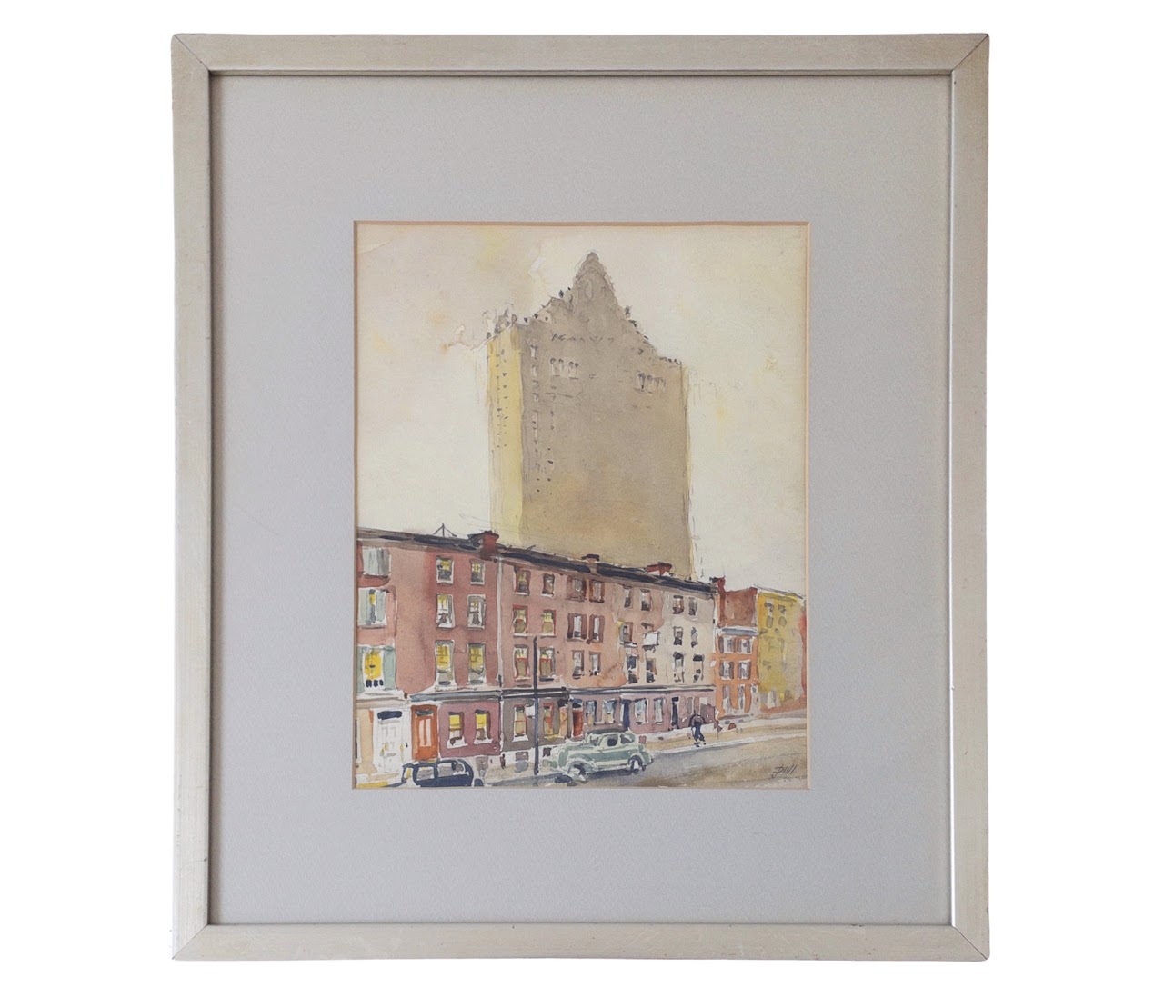 John Dull Signed Antique Cityscape Watercolor Painting #1