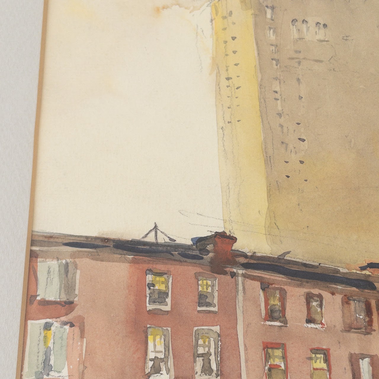 John Dull Signed Antique Cityscape Watercolor Painting #1