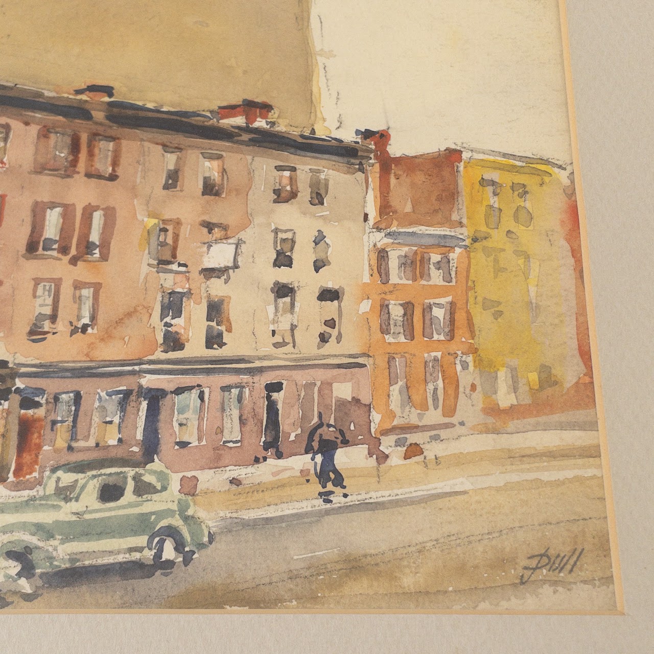 John Dull Signed Antique Cityscape Watercolor Painting #1