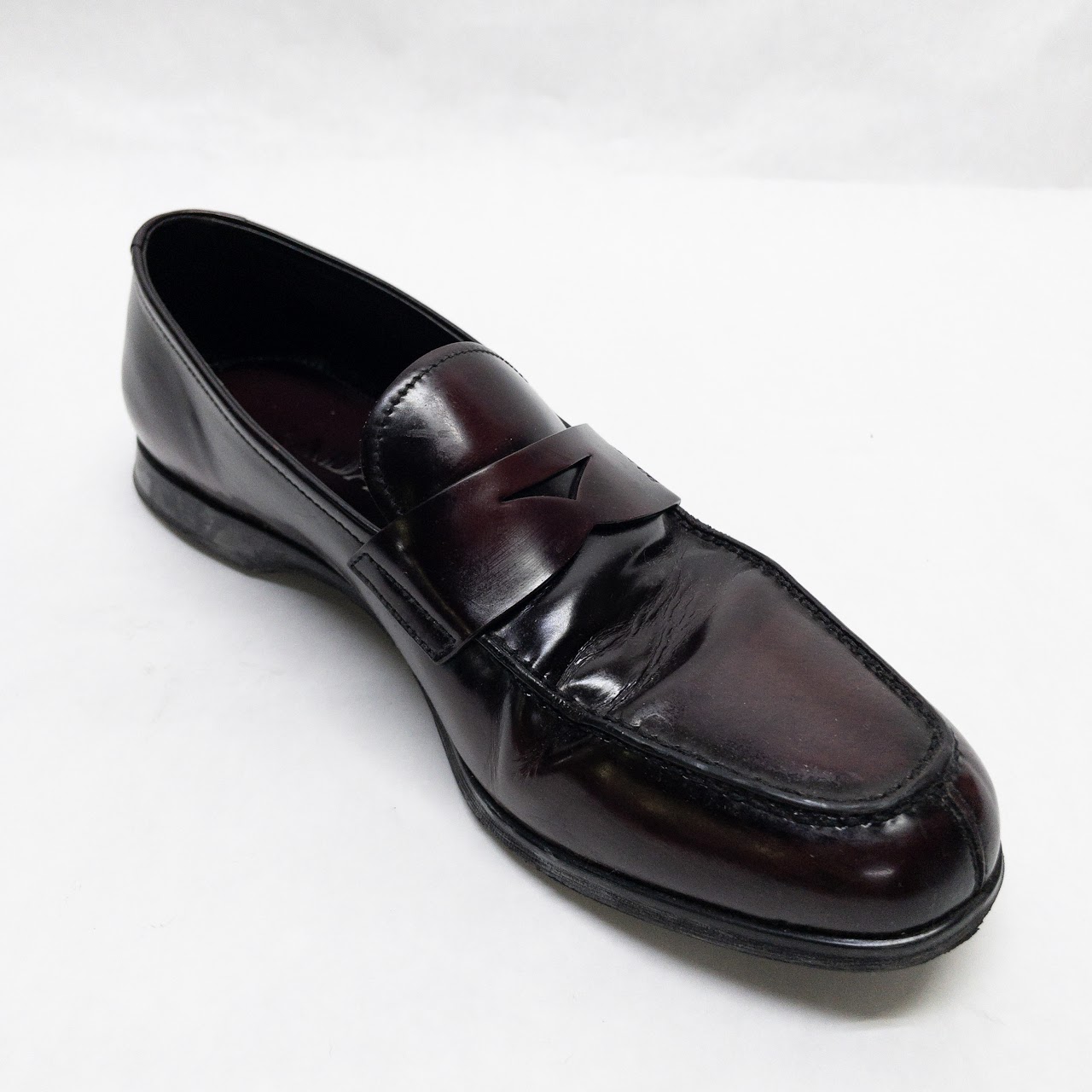 Prada Oxblood Penny Loafers