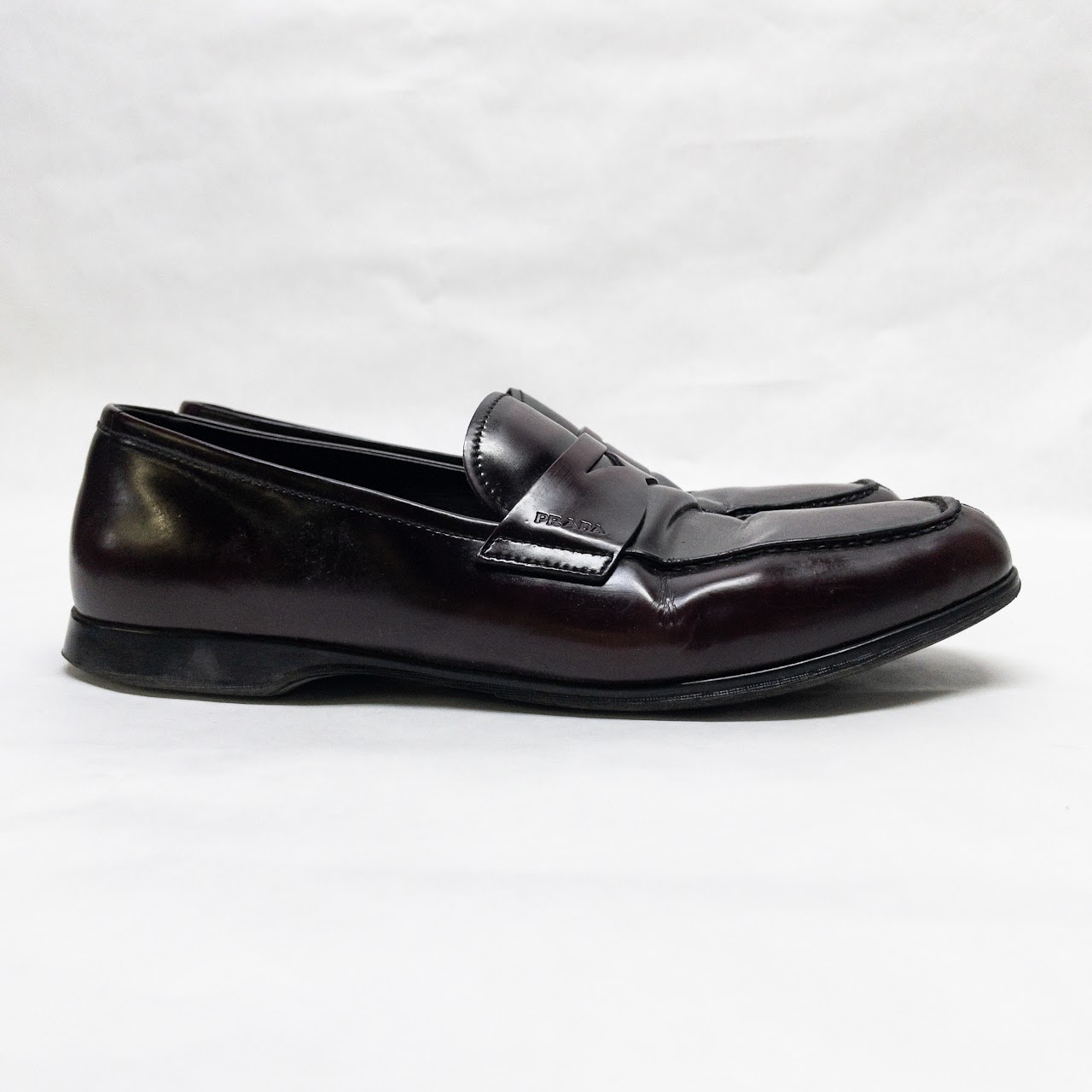 Prada Oxblood Penny Loafers