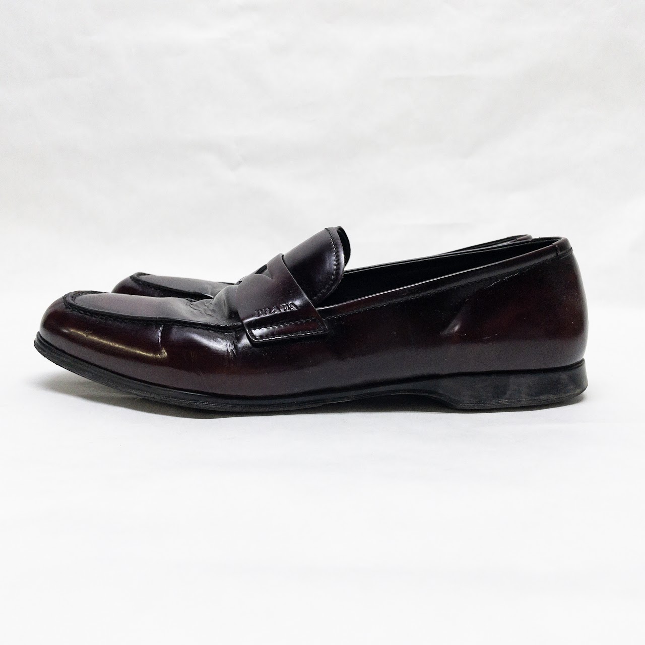 Prada Oxblood Penny Loafers