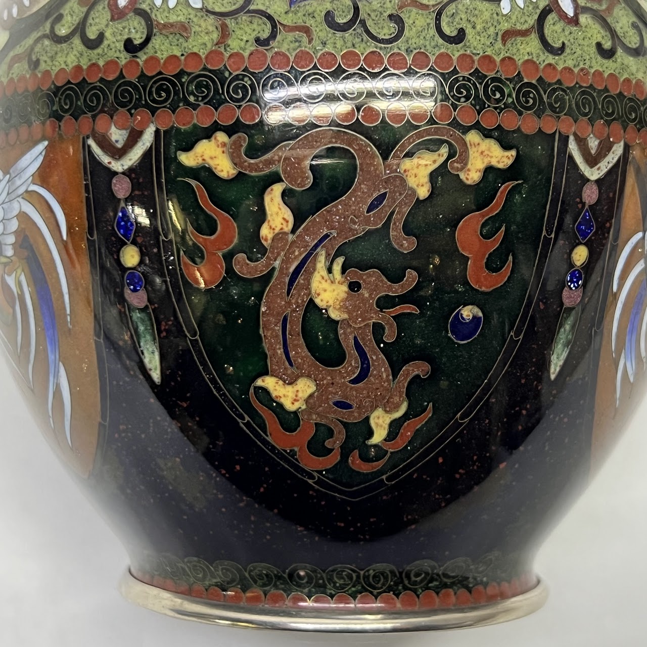 Japanese Cloisonné  Butterfly & Bird Vase