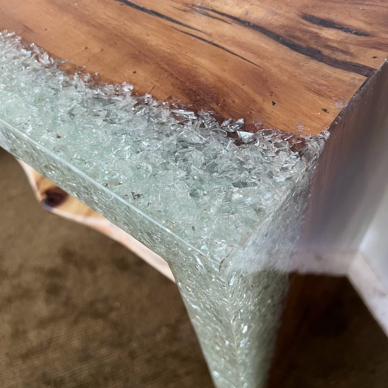 Made Goods Emiyn Natural Suar Wood and Crystal Console Table