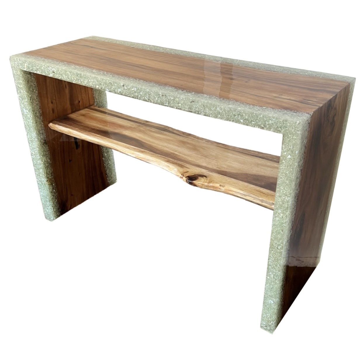 Made Goods Emiyn Natural Suar Wood and Crystal Console Table