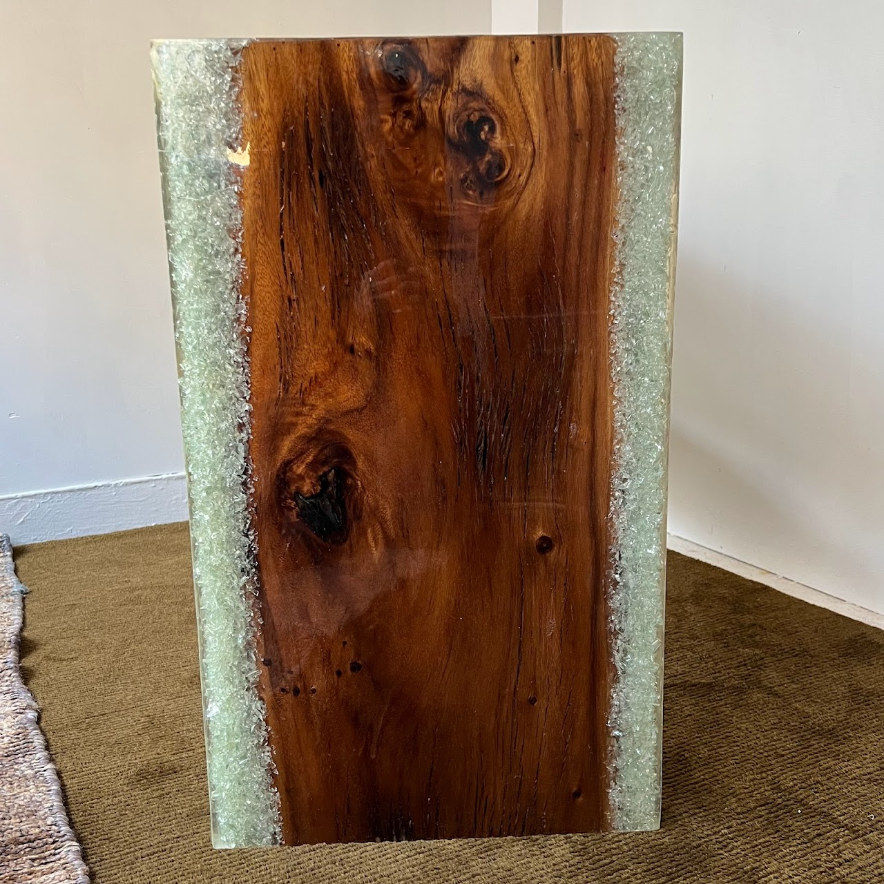 Made Goods Emiyn Natural Suar Wood and Crystal Console Table