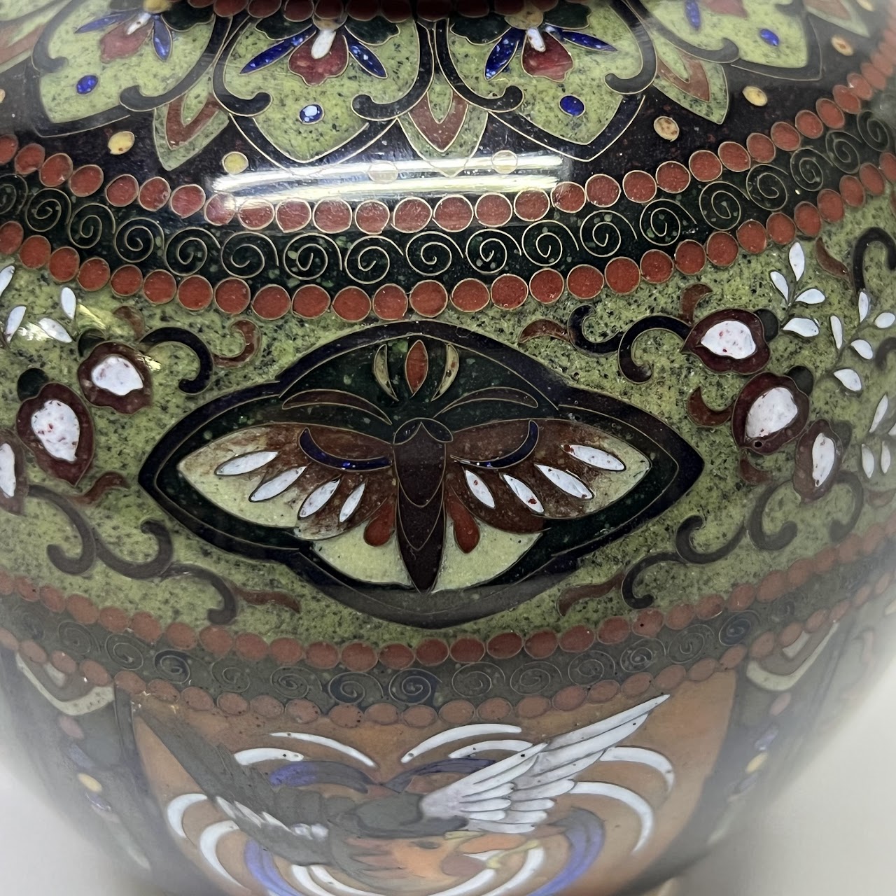 Japanese Cloisonné  Butterfly & Bird Vase