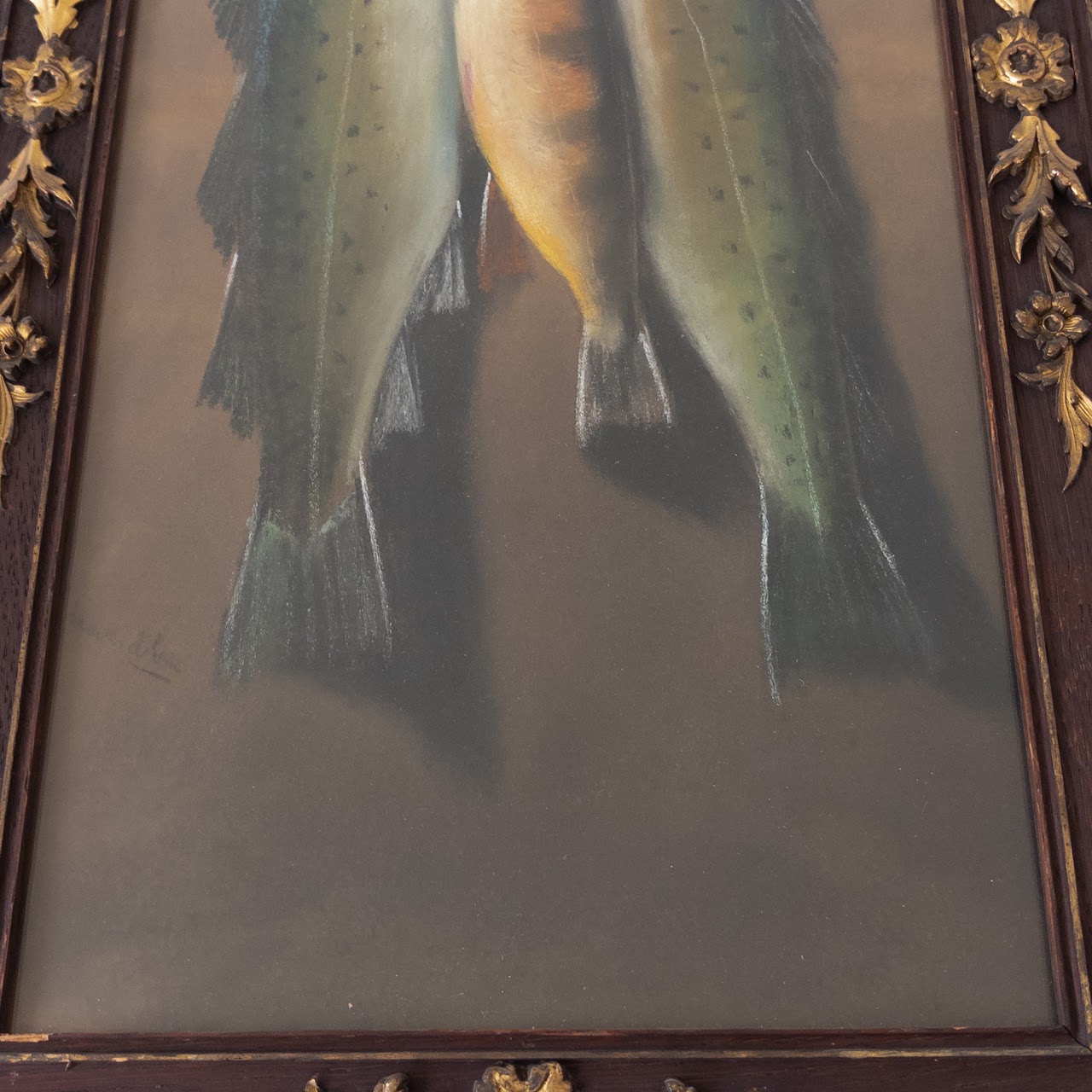 Chandler Signed Early 20th C. Fish Pastel Drawing