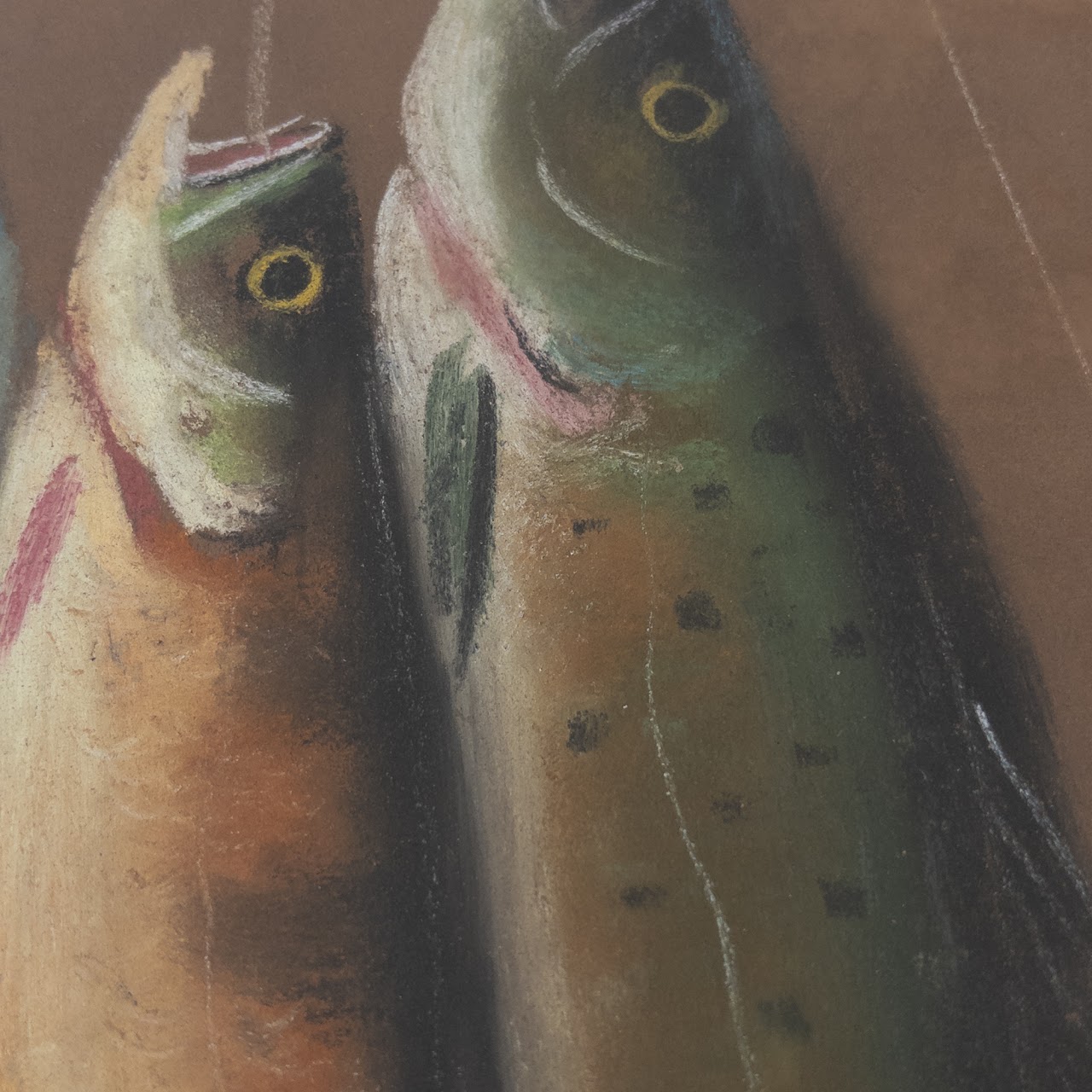 Chandler Signed Early 20th C. Fish Pastel Drawing