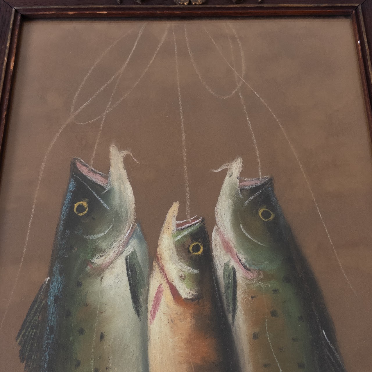 Chandler Signed Early 20th C. Fish Pastel Drawing