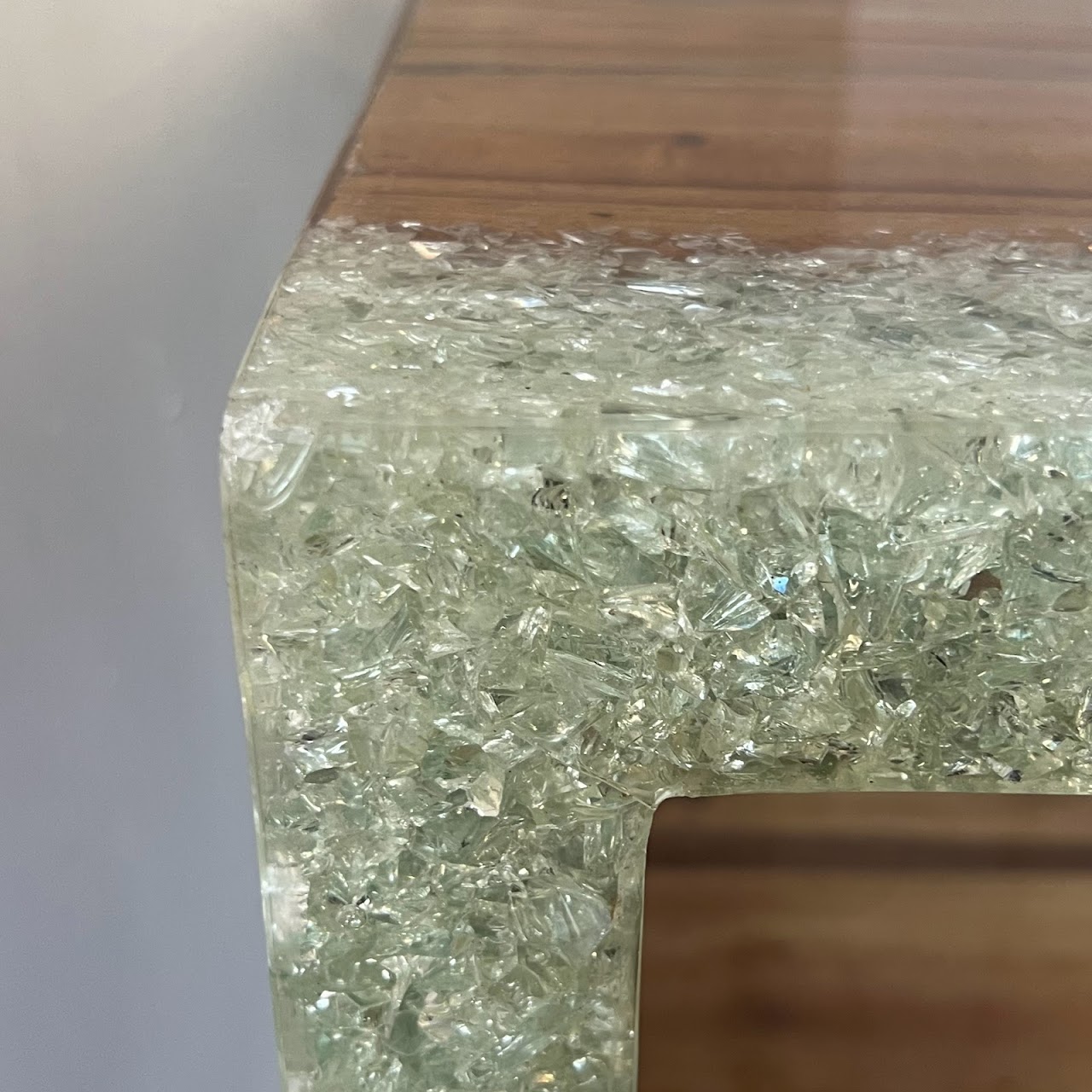 Made Goods Emiyn Natural Suar Wood and Crystal Console Table