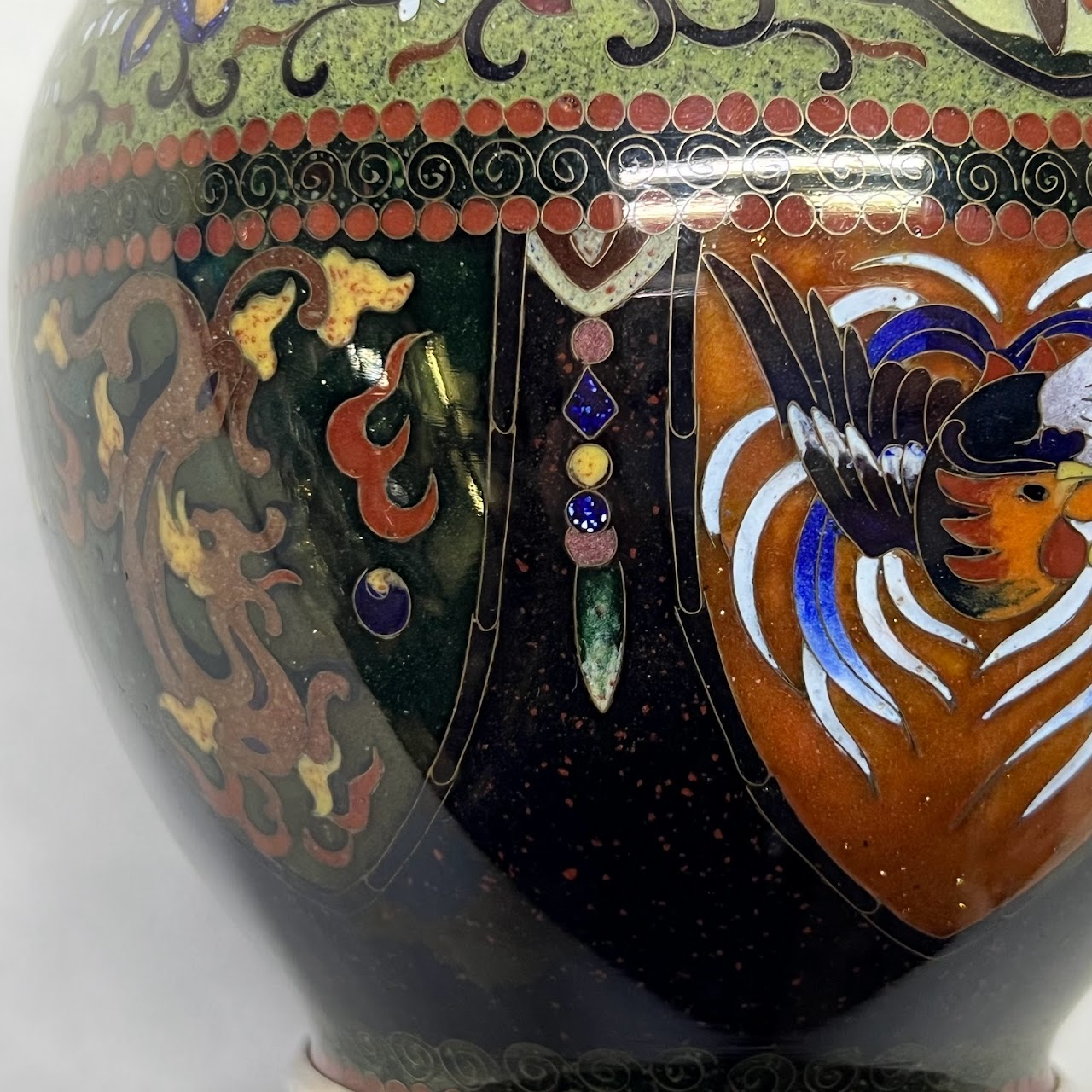 Japanese Cloisonné  Butterfly & Bird Vase