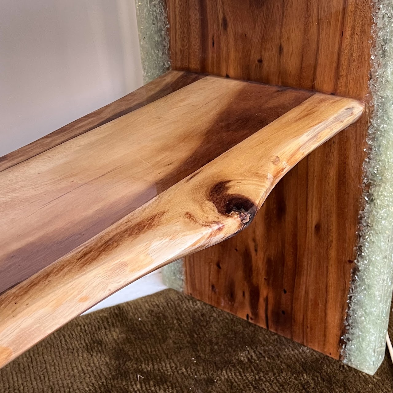 Made Goods Emiyn Natural Suar Wood and Crystal Console Table