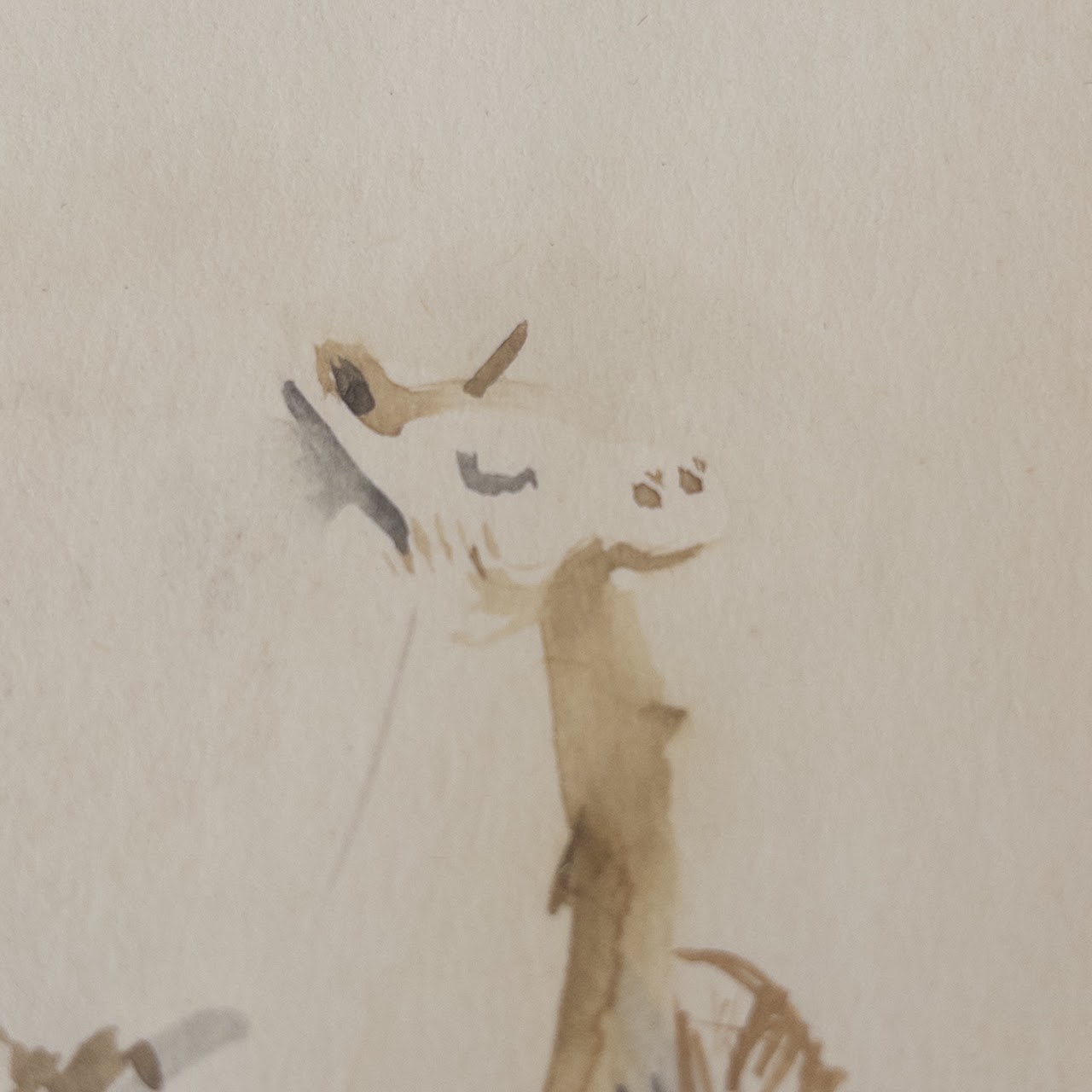 Camel and Rider Mid-Century Ink and Watercolor Painting