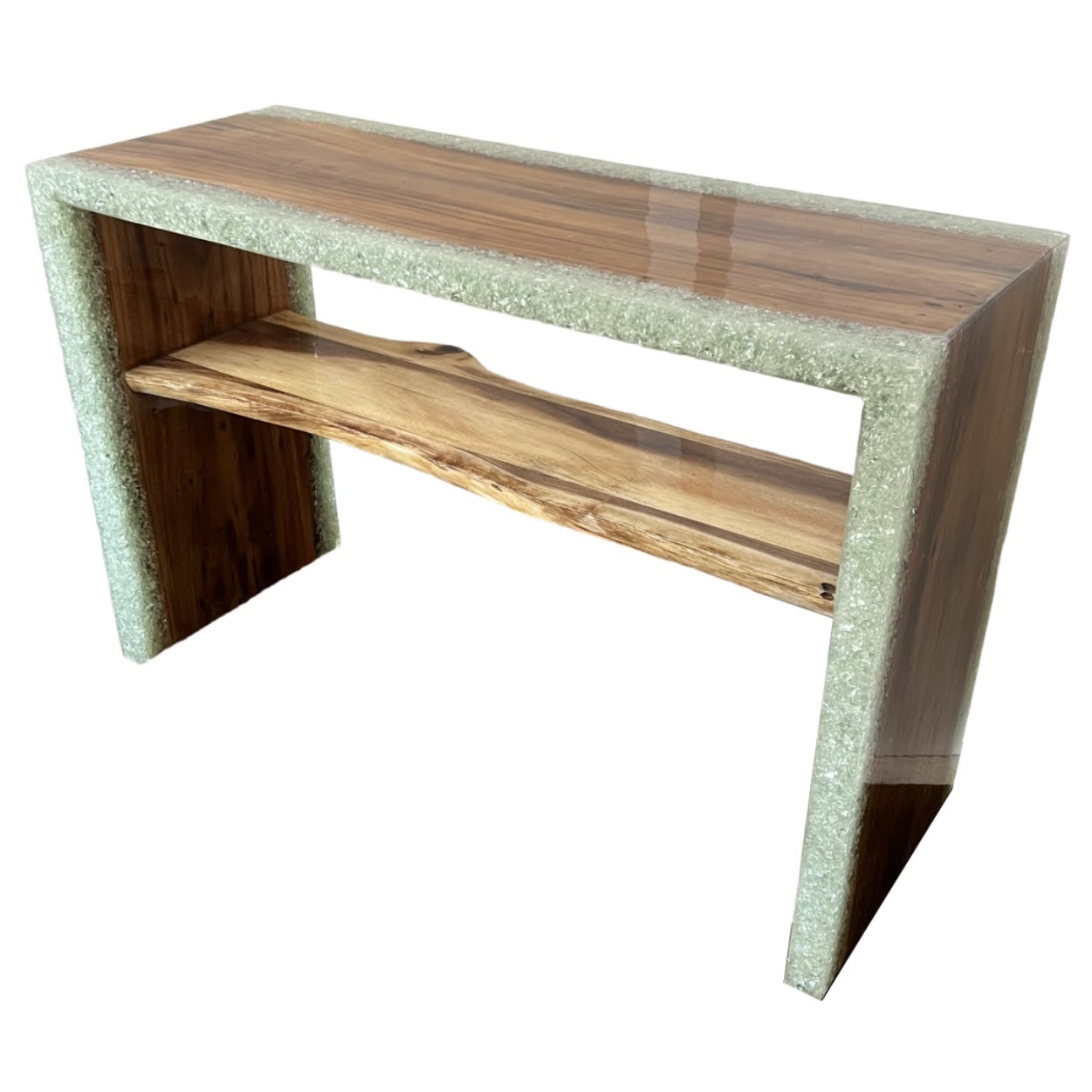 Made Goods Emiyn Natural Suar Wood and Crystal Console Table