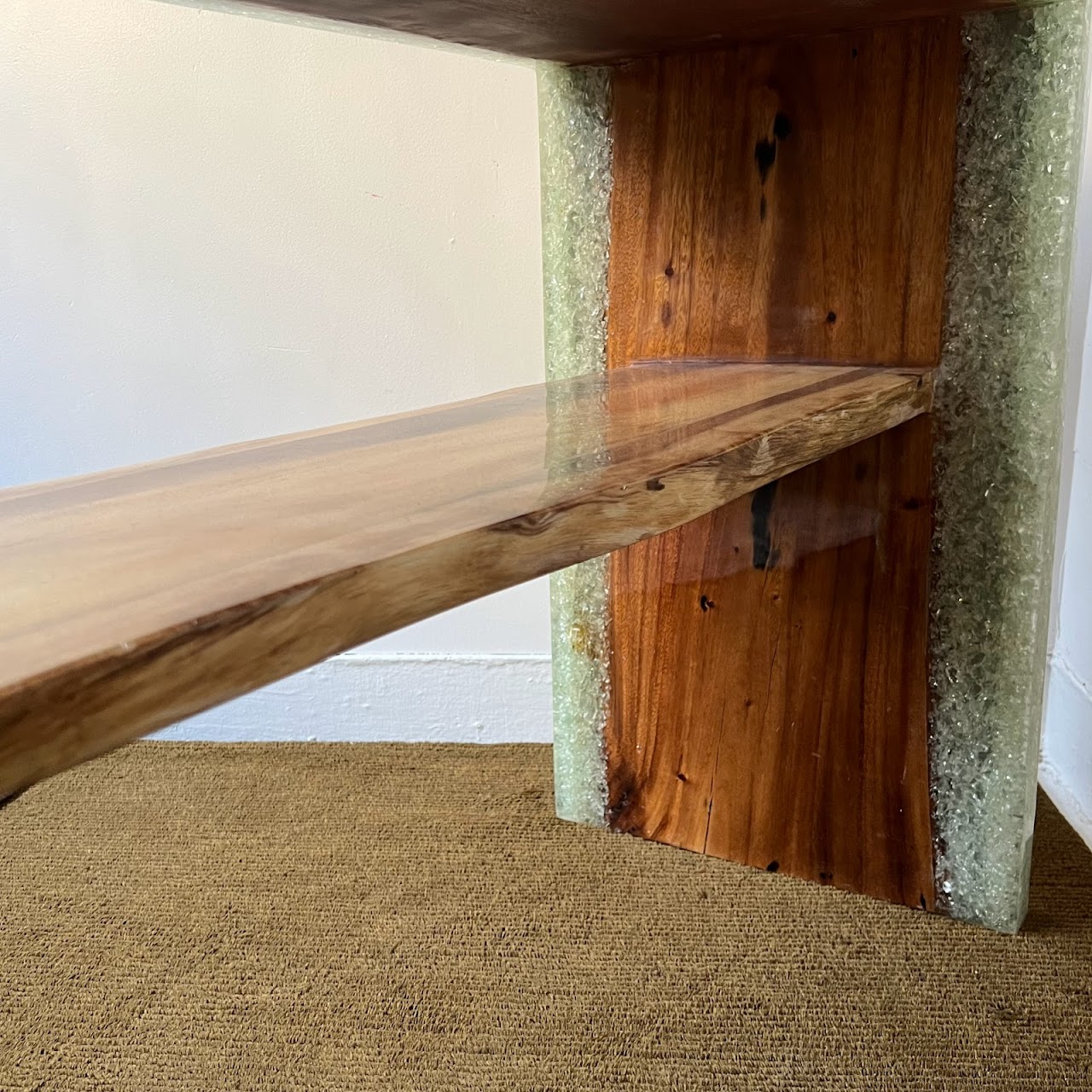 Made Goods Emiyn Natural Suar Wood and Crystal Console Table