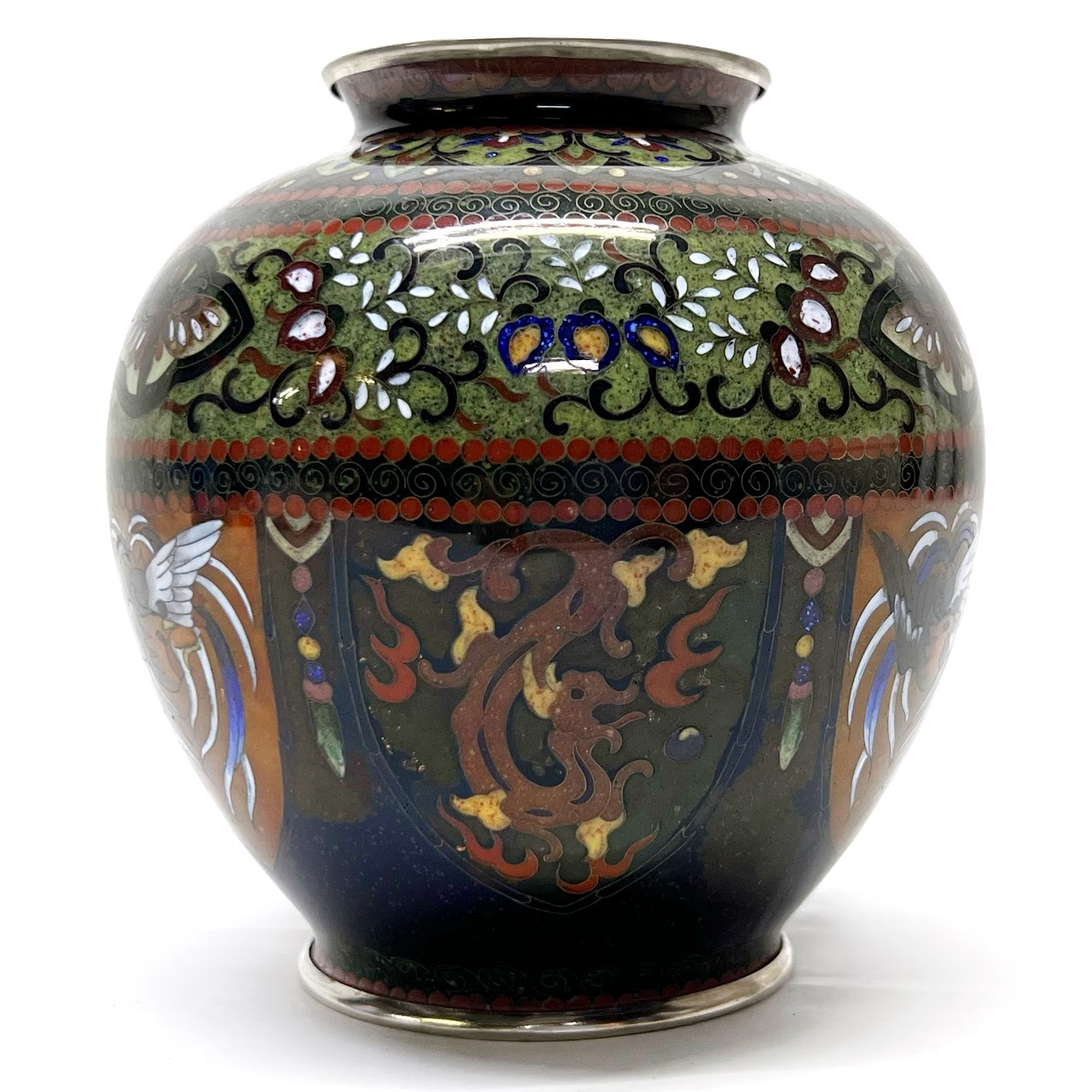 Japanese Cloisonné  Butterfly & Bird Vase