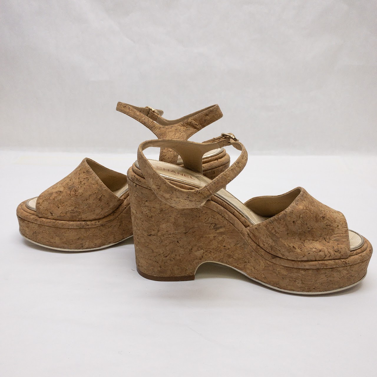 Chanel Cork Wedge Platform Sandals