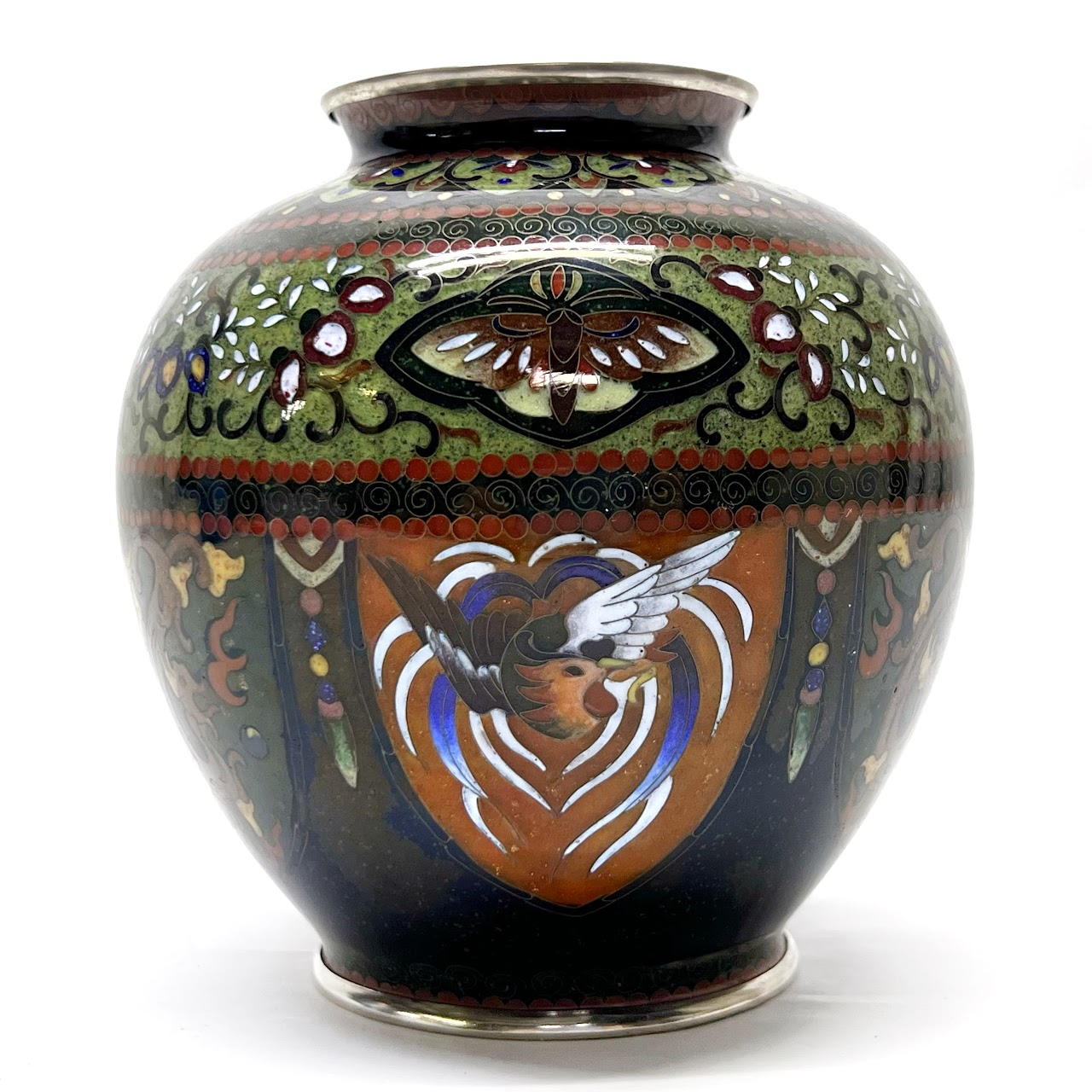 Japanese Cloisonné  Butterfly & Bird Vase