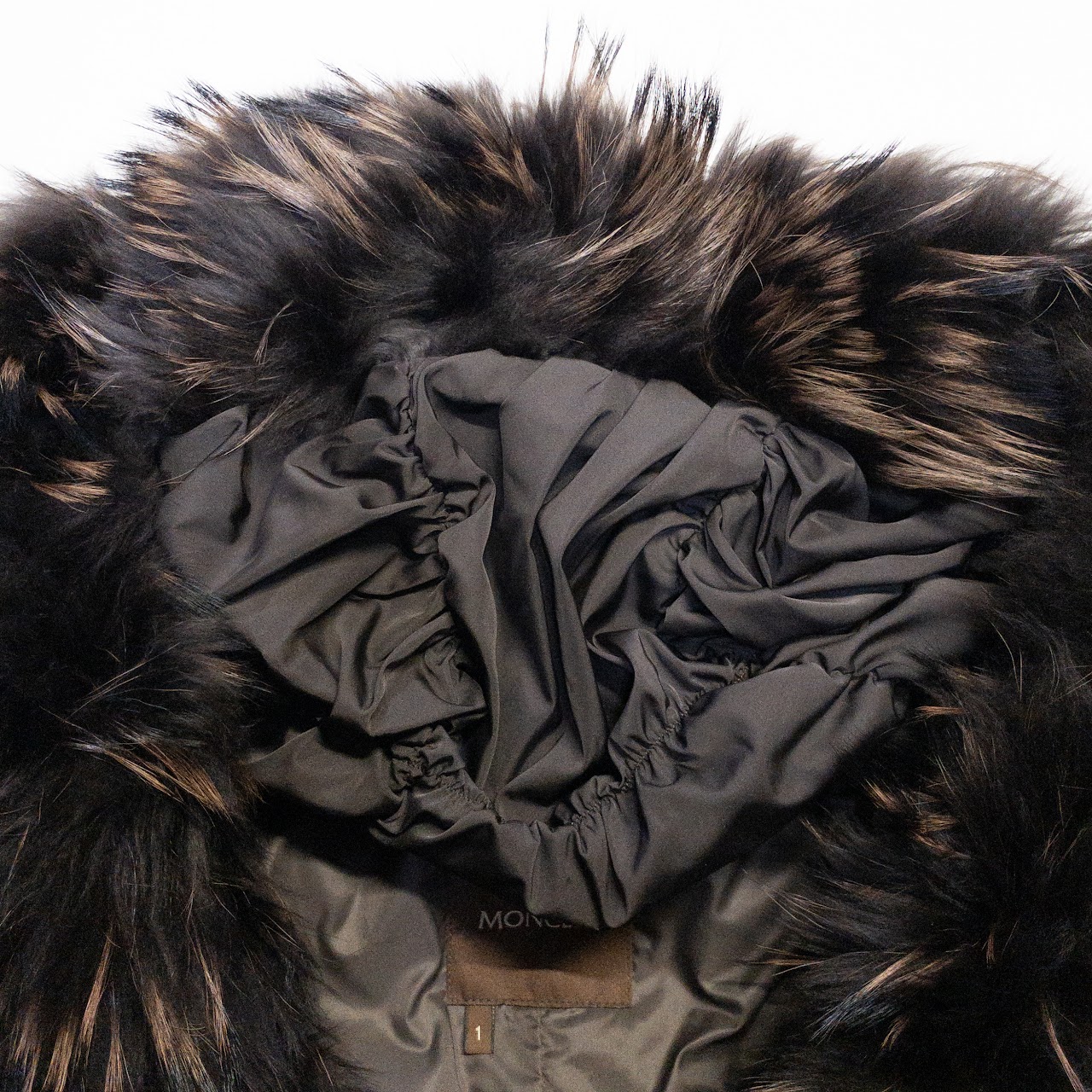 Moncler Raccoon Fur Trimmed Long Hooded Down Coat