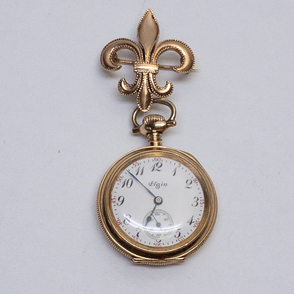 14K Gold Lady Elgin Lapel Watch