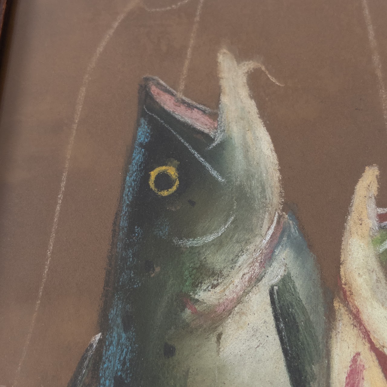 Chandler Signed Early 20th C. Fish Pastel Drawing