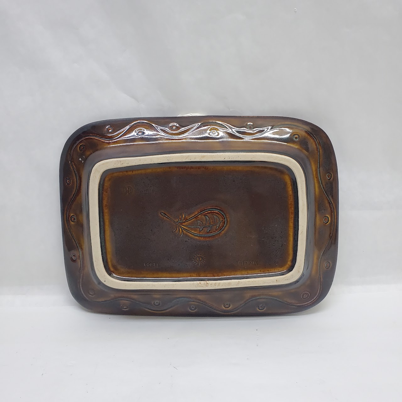 Rookwood Pottery Signed Modernist Owl Stoneware Tray