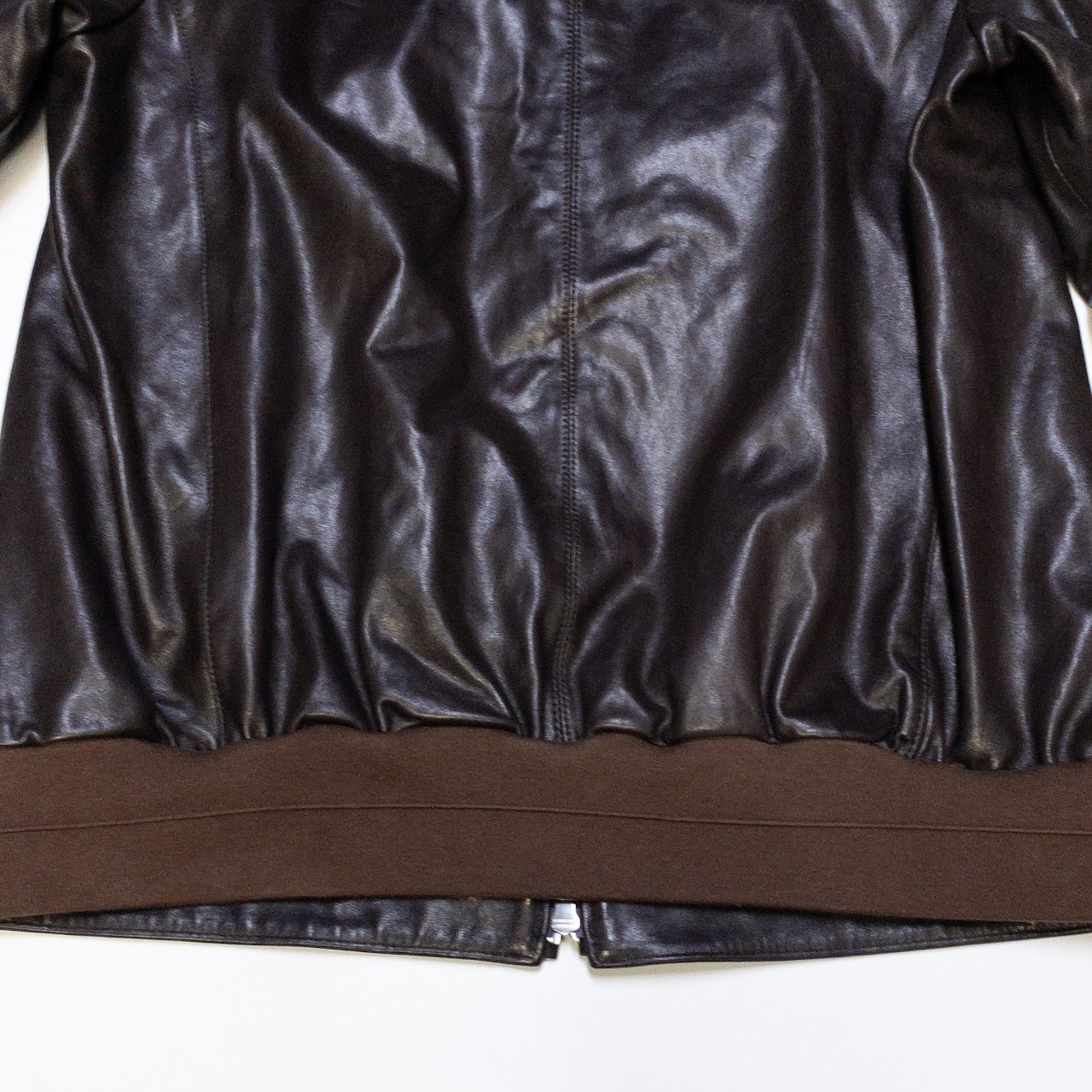 Brunello Cucinelli Brown Leather Bomber Jacket