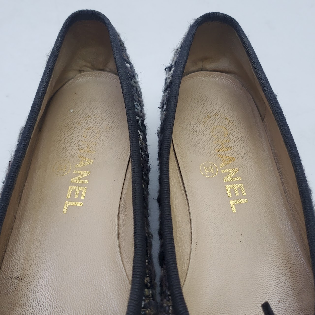 Chanel Bouclé & Leather Ballet Flats