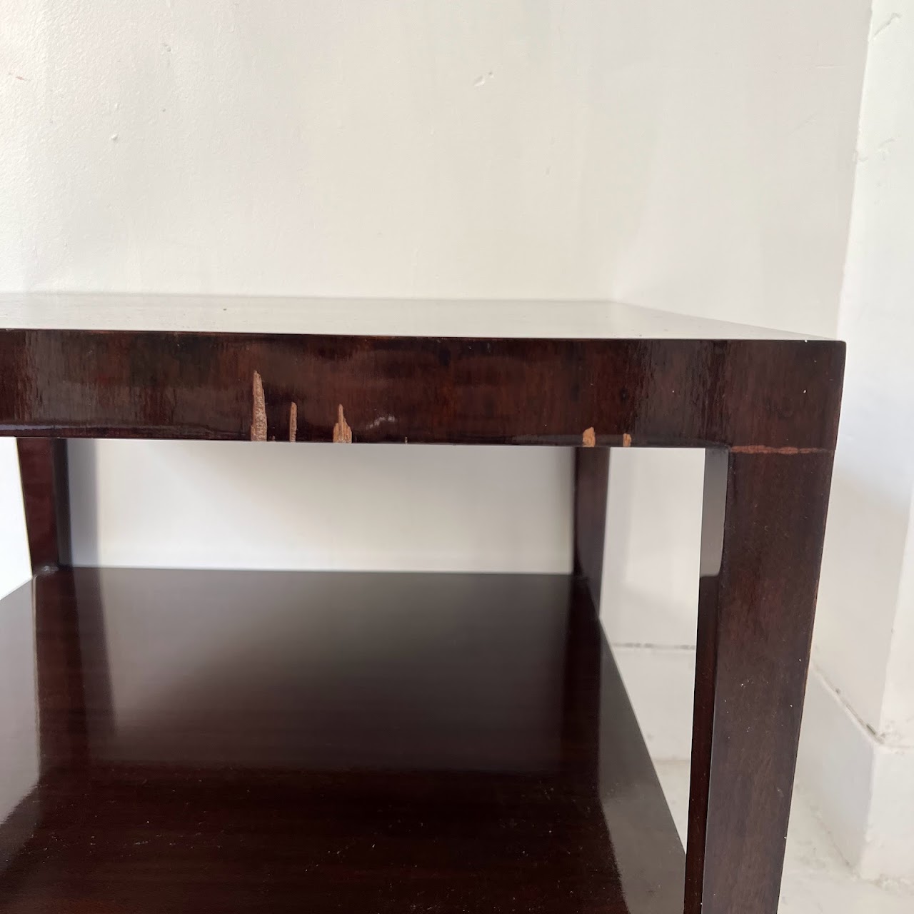 Modern Circle Inlaid Two Tier End Table