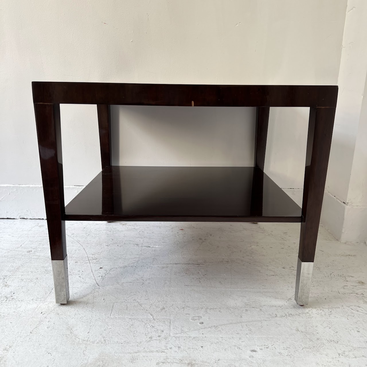 Modern Circle Inlaid Two Tier End Table