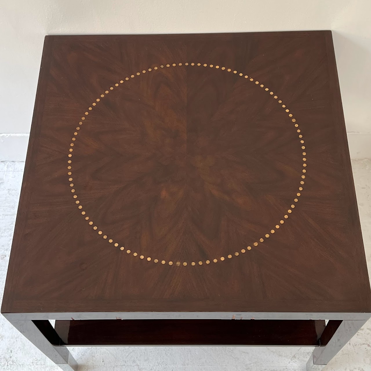 Modern Circle Inlaid Two Tier End Table