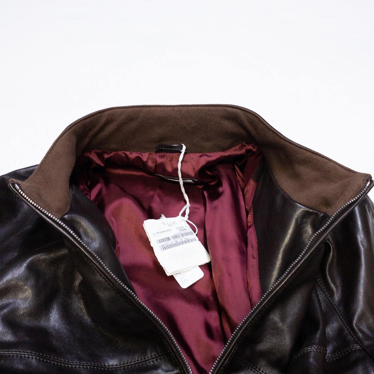 Brunello Cucinelli Brown Leather Bomber Jacket