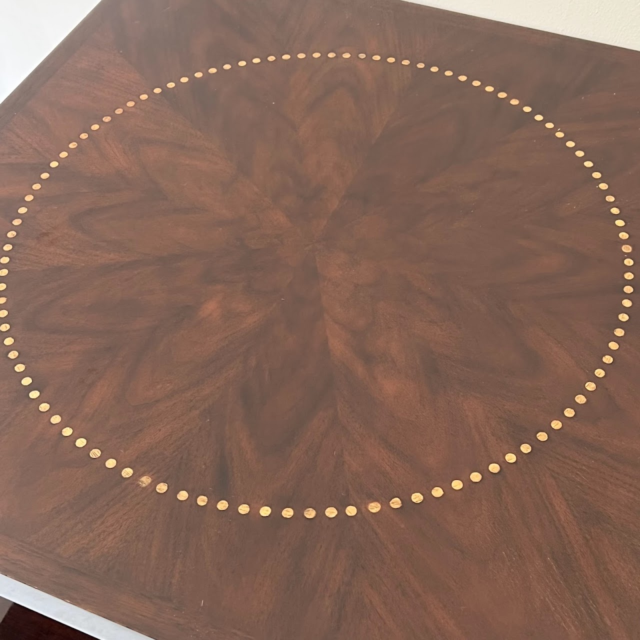 Modern Circle Inlaid Two Tier End Table