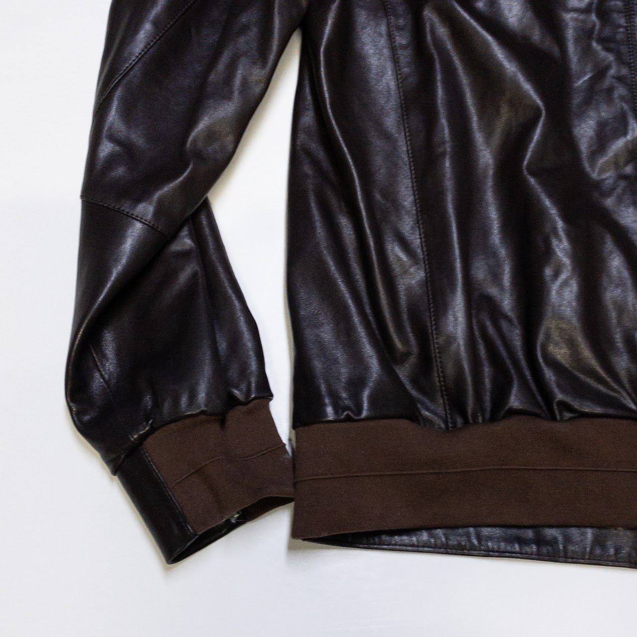 Brunello Cucinelli Brown Leather Bomber Jacket