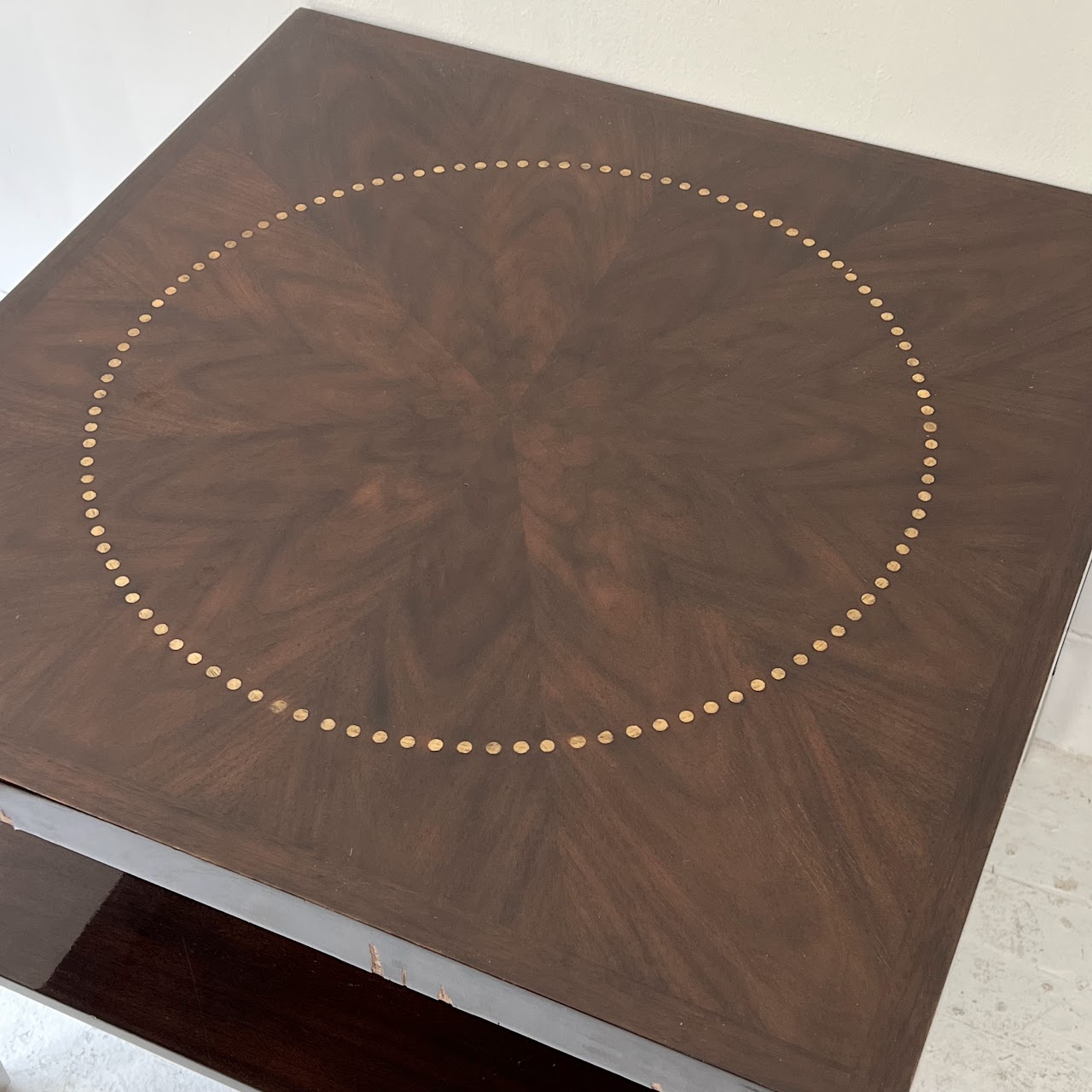 Modern Circle Inlaid Two Tier End Table