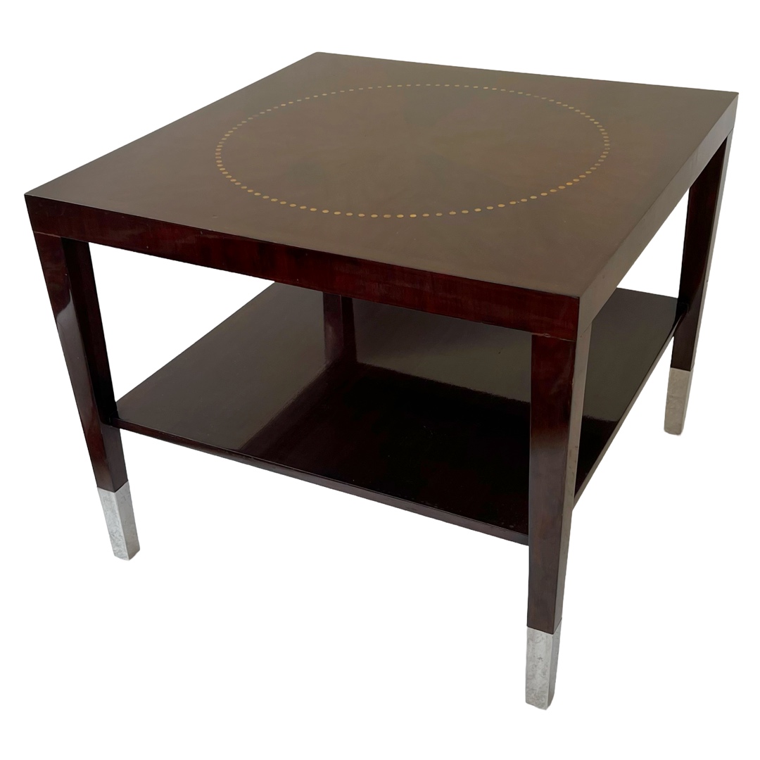 Modern Circle Inlaid Two Tier End Table