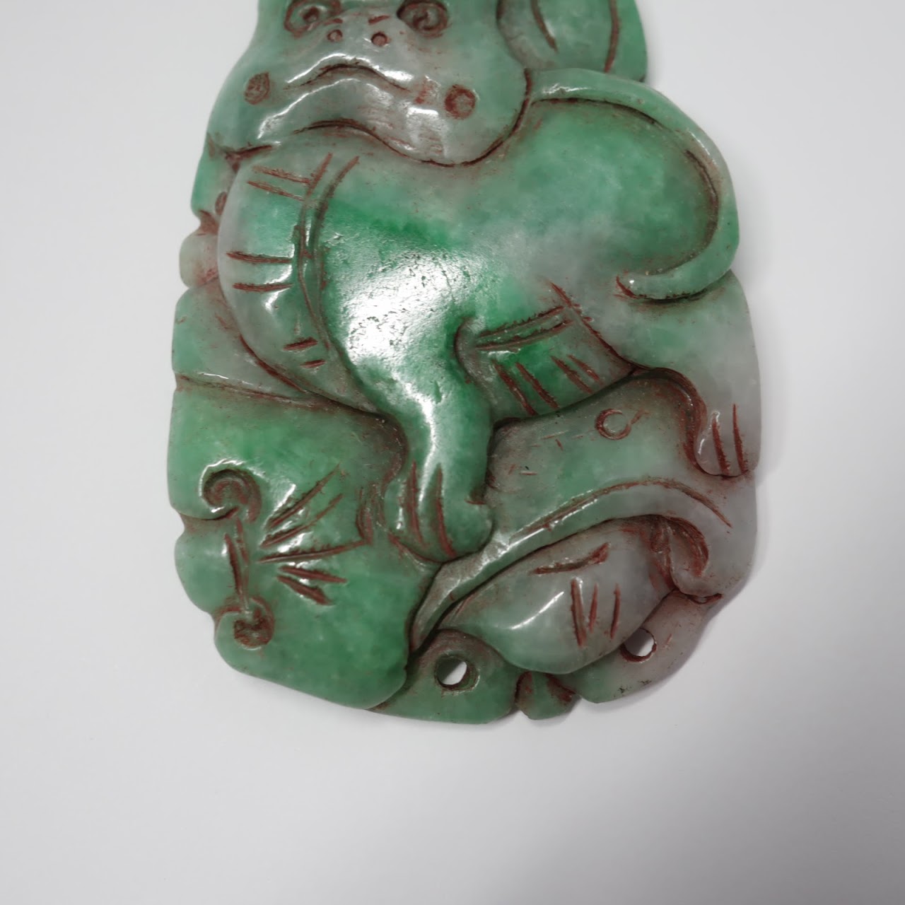 Carved Jade Cat Pendant