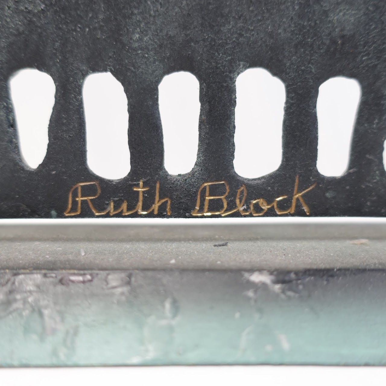 Ruth Block Figural Bronze Menorah, Signed