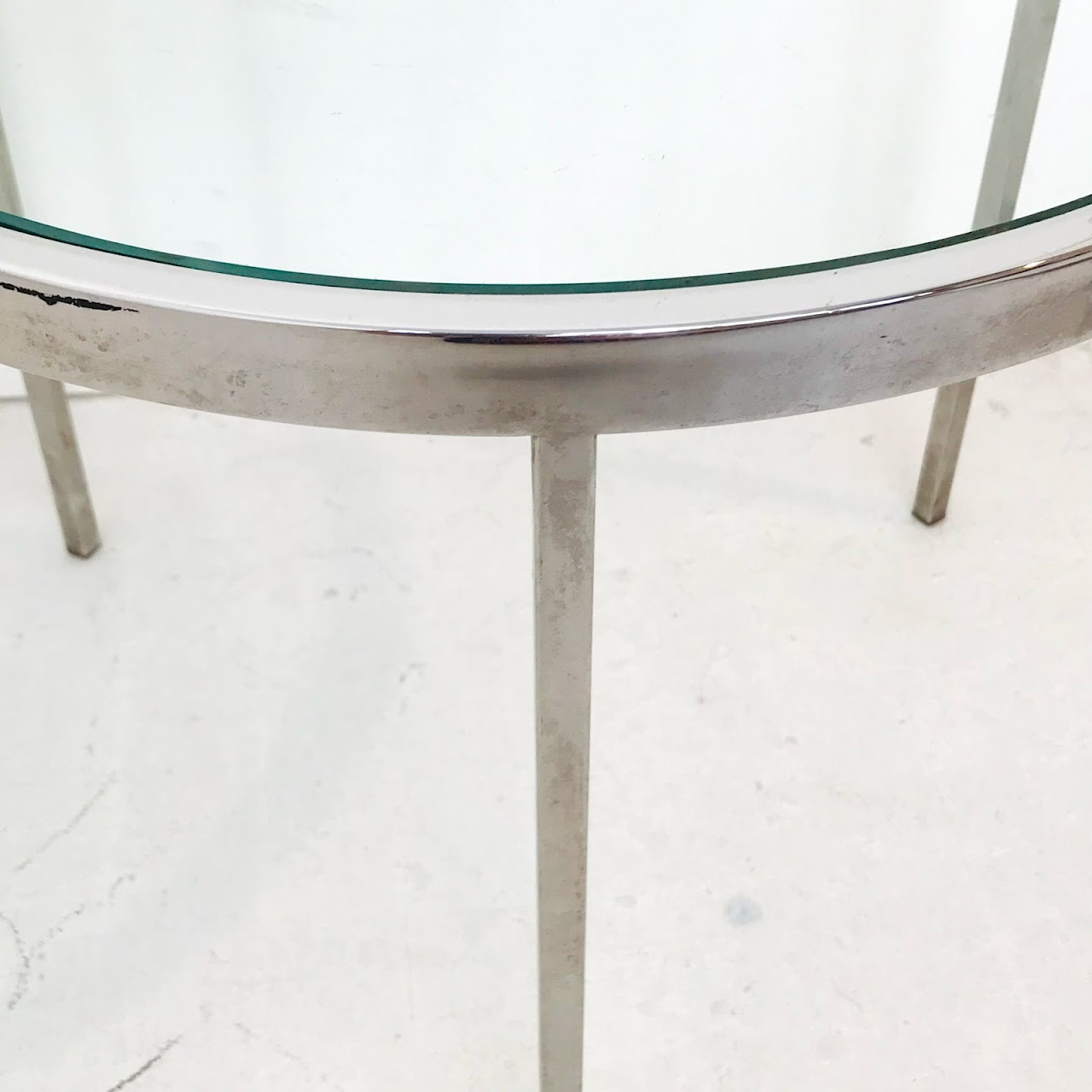 Chrome Three-Leg Table Pair