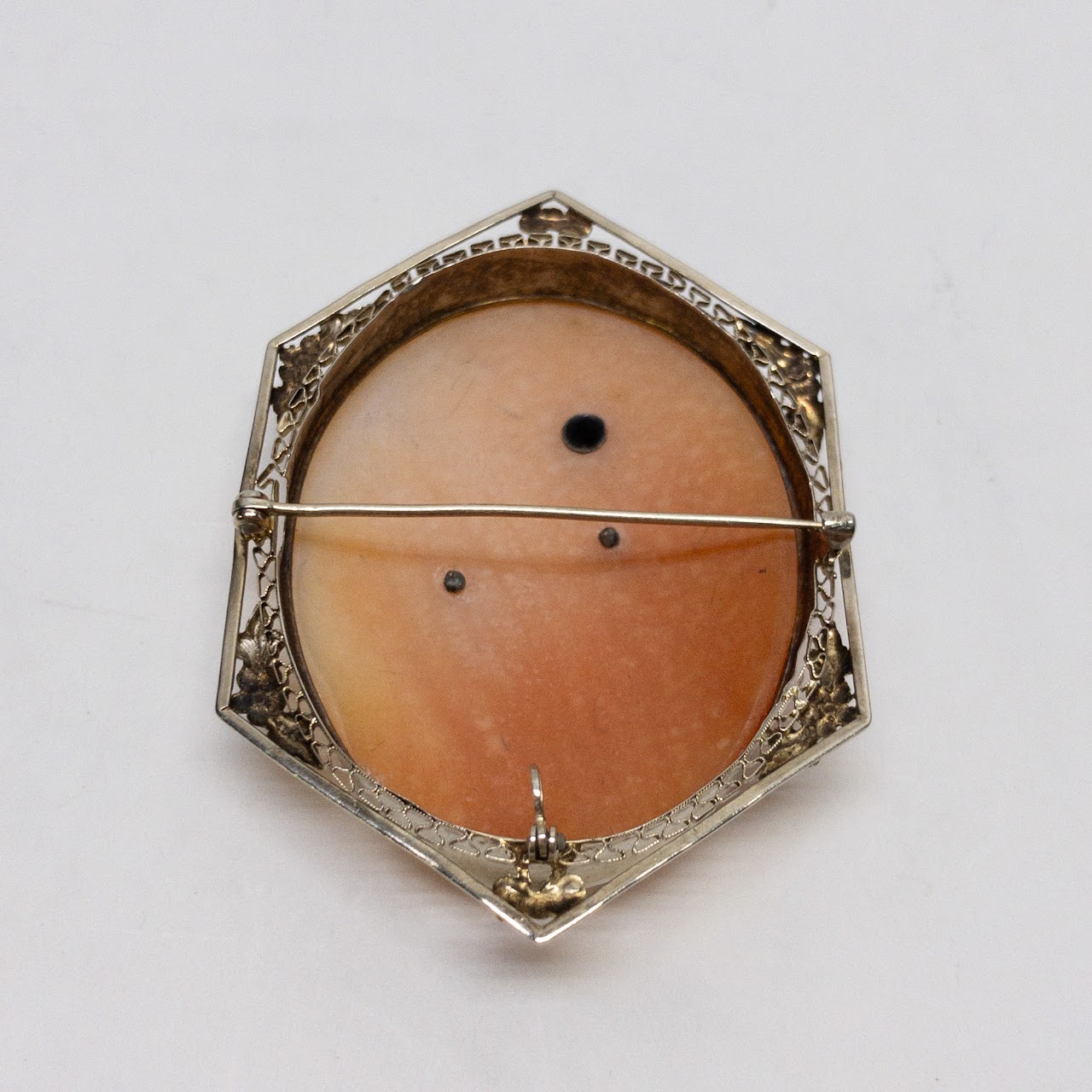 14K Gold & Diamond Cameo Convertible Brooch