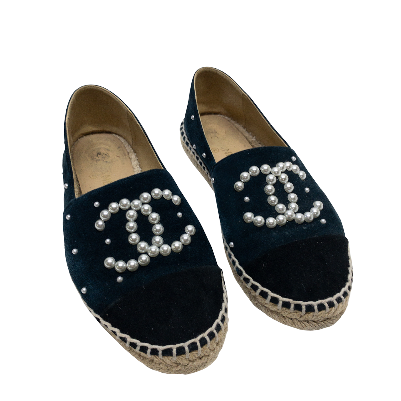 Chanel Suede 'Pearl' Detail Espadrilles