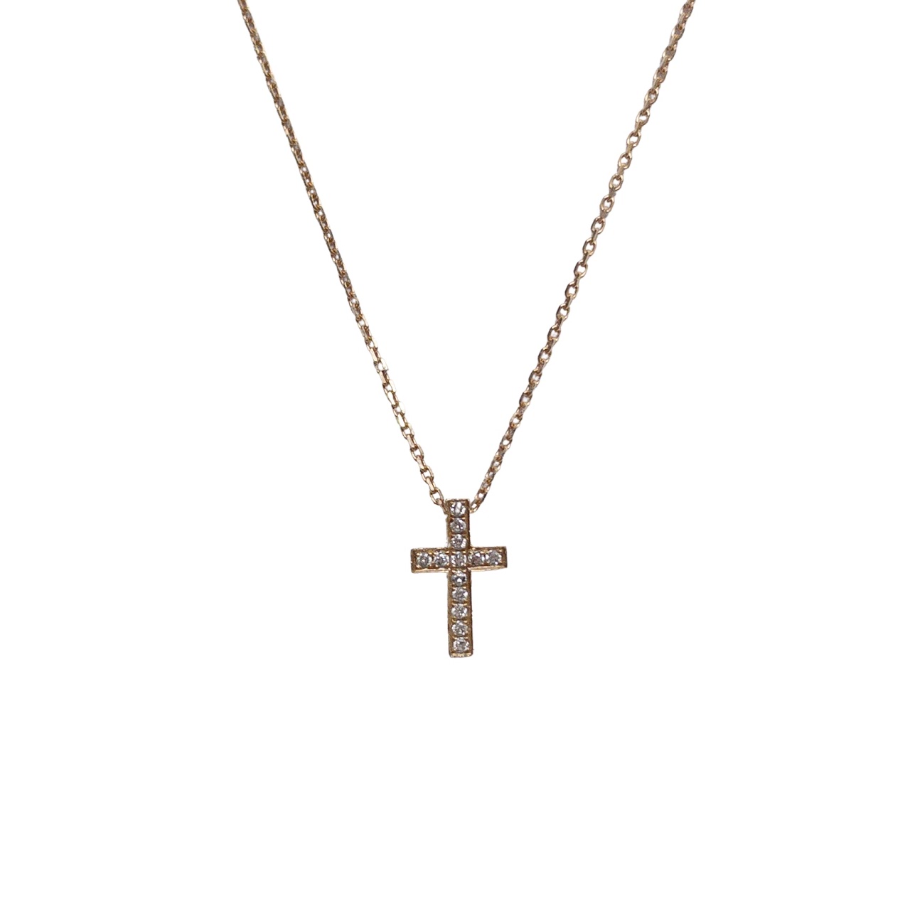 18K Gold and Diamond Cross Pendant Necklace