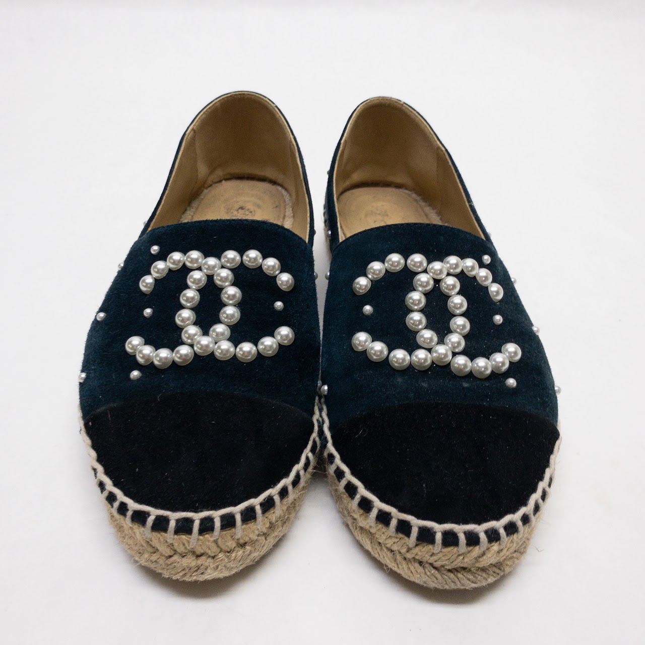 Chanel Suede 'Pearl' Detail Espadrilles