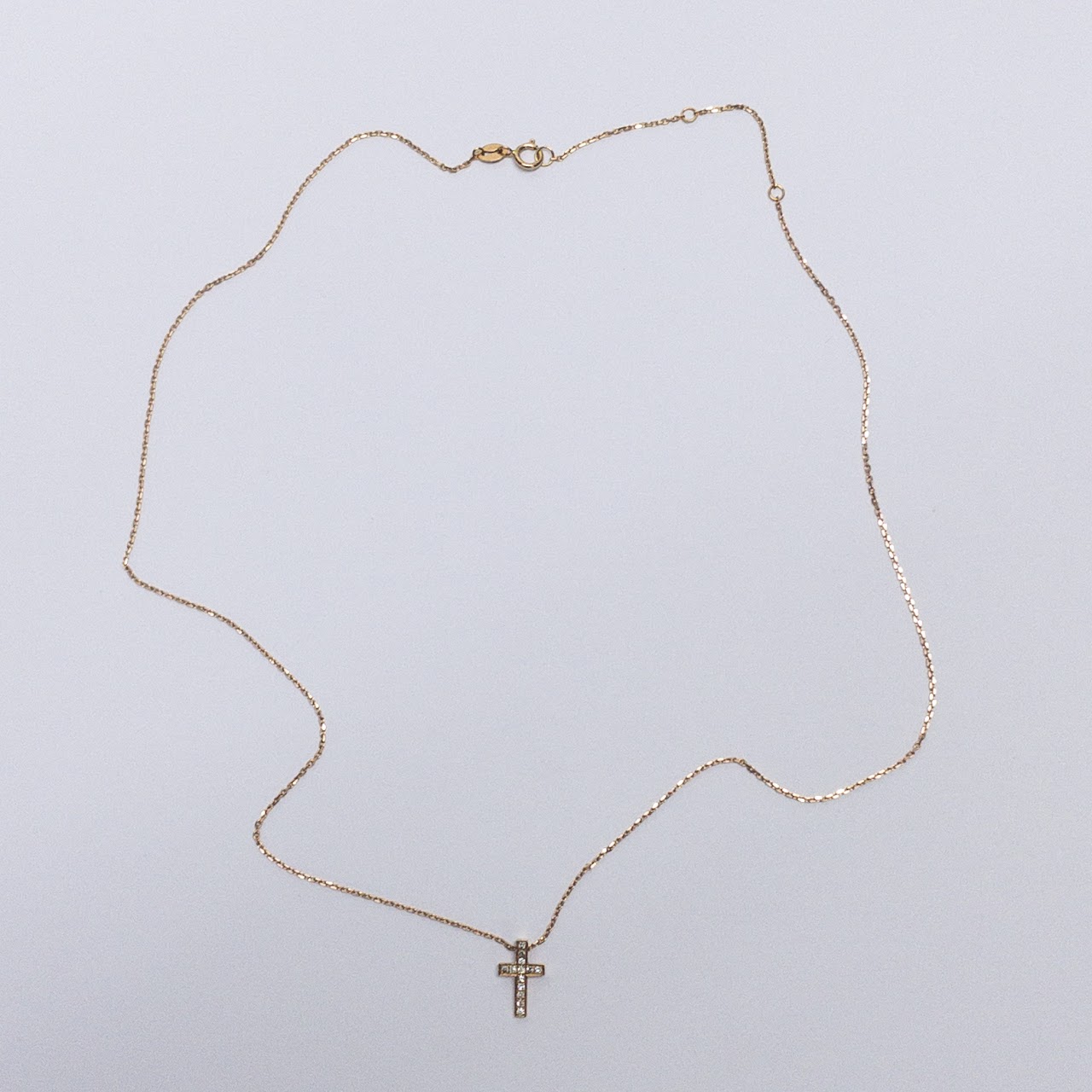 18K Gold and Diamond Cross Pendant Necklace