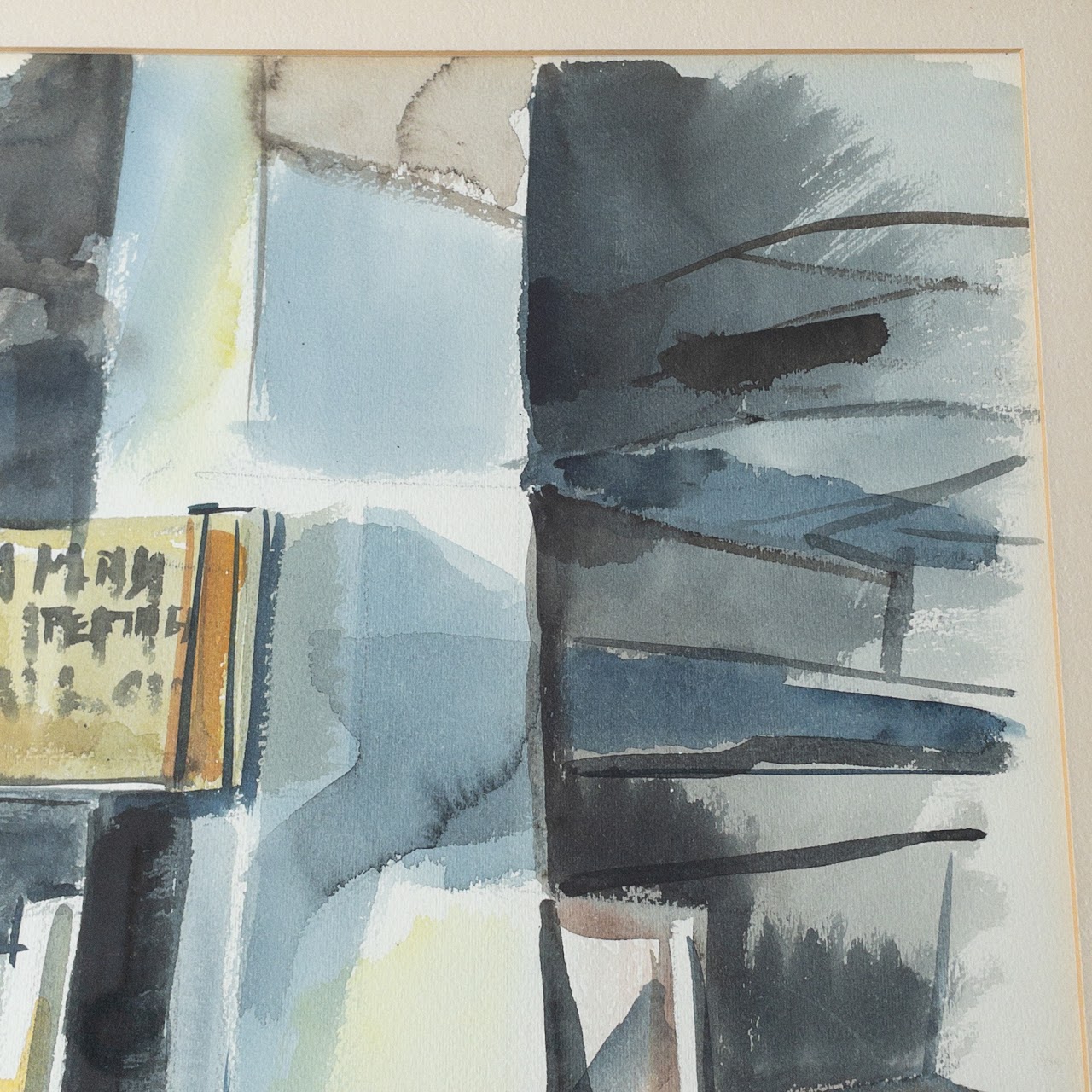 Mid-Century Industrial Signed Watercolor Painting