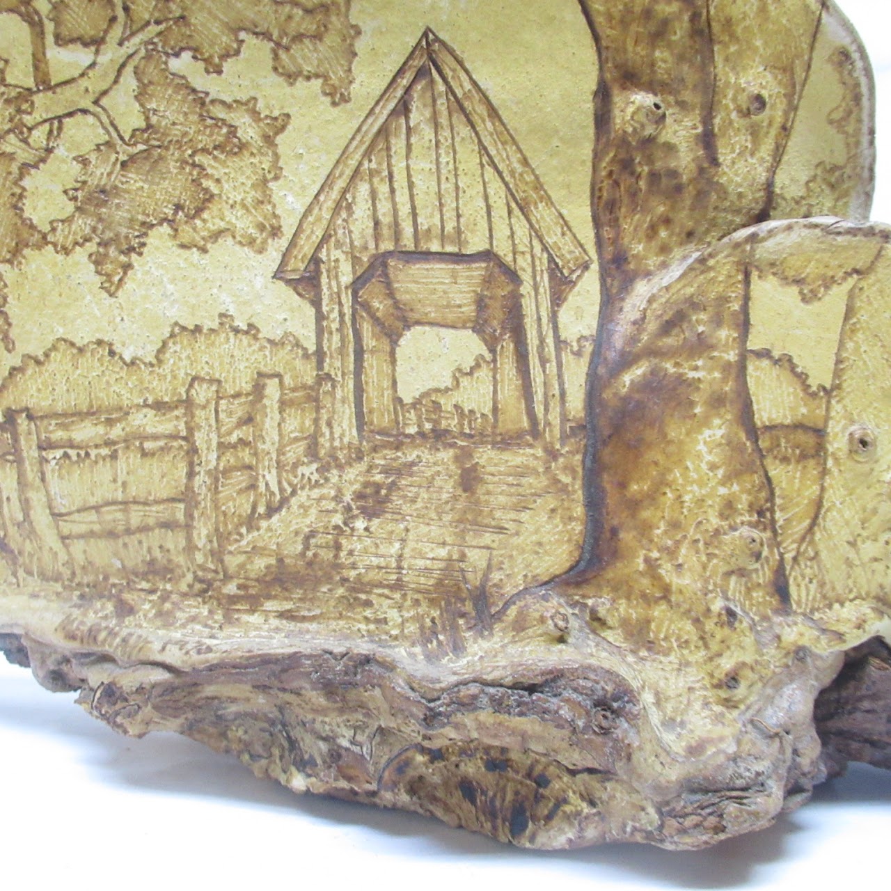 Hand Decorated Scene On Dried Mushroom