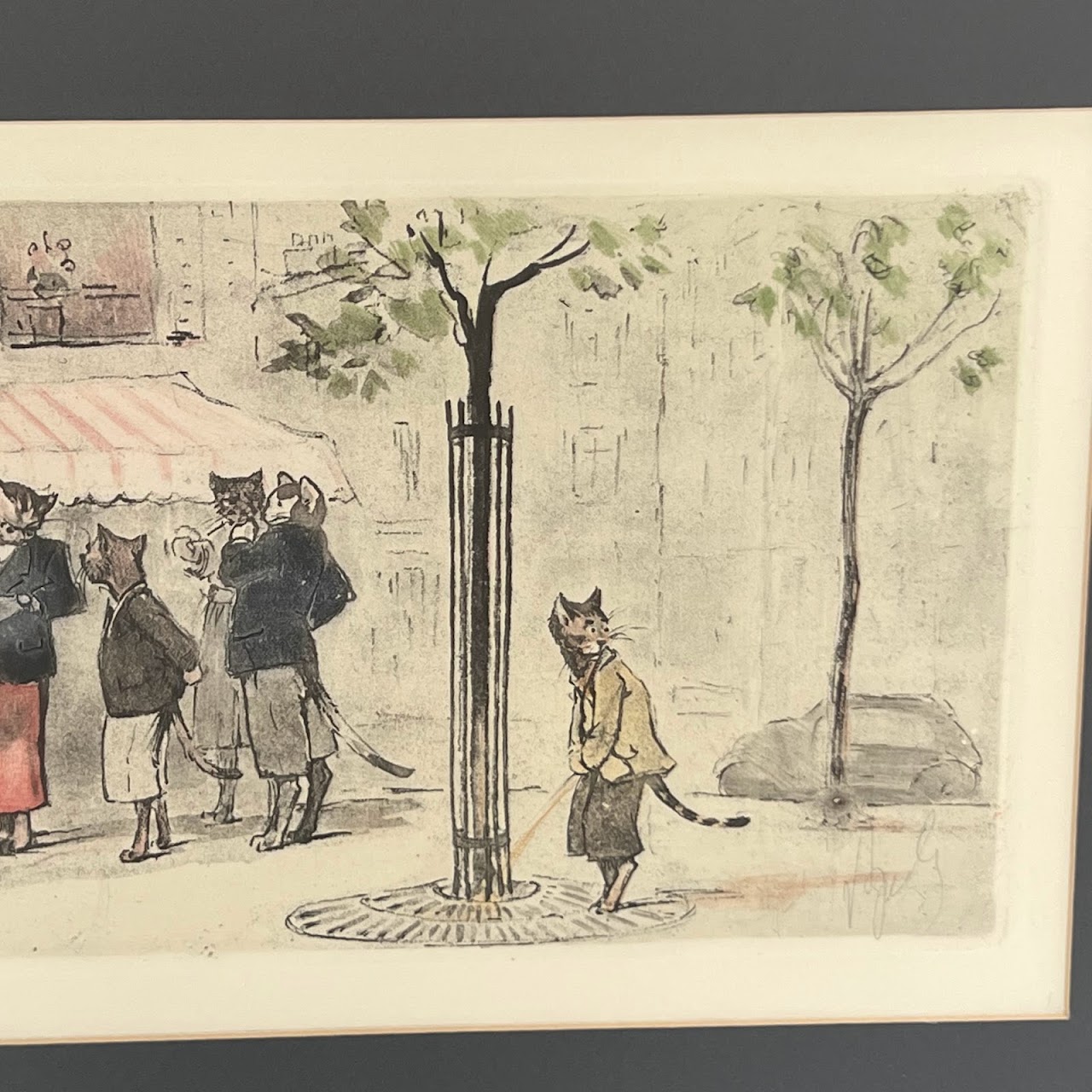 Arthur Boris O'Klein Signed 'Naughty Cats' Etching