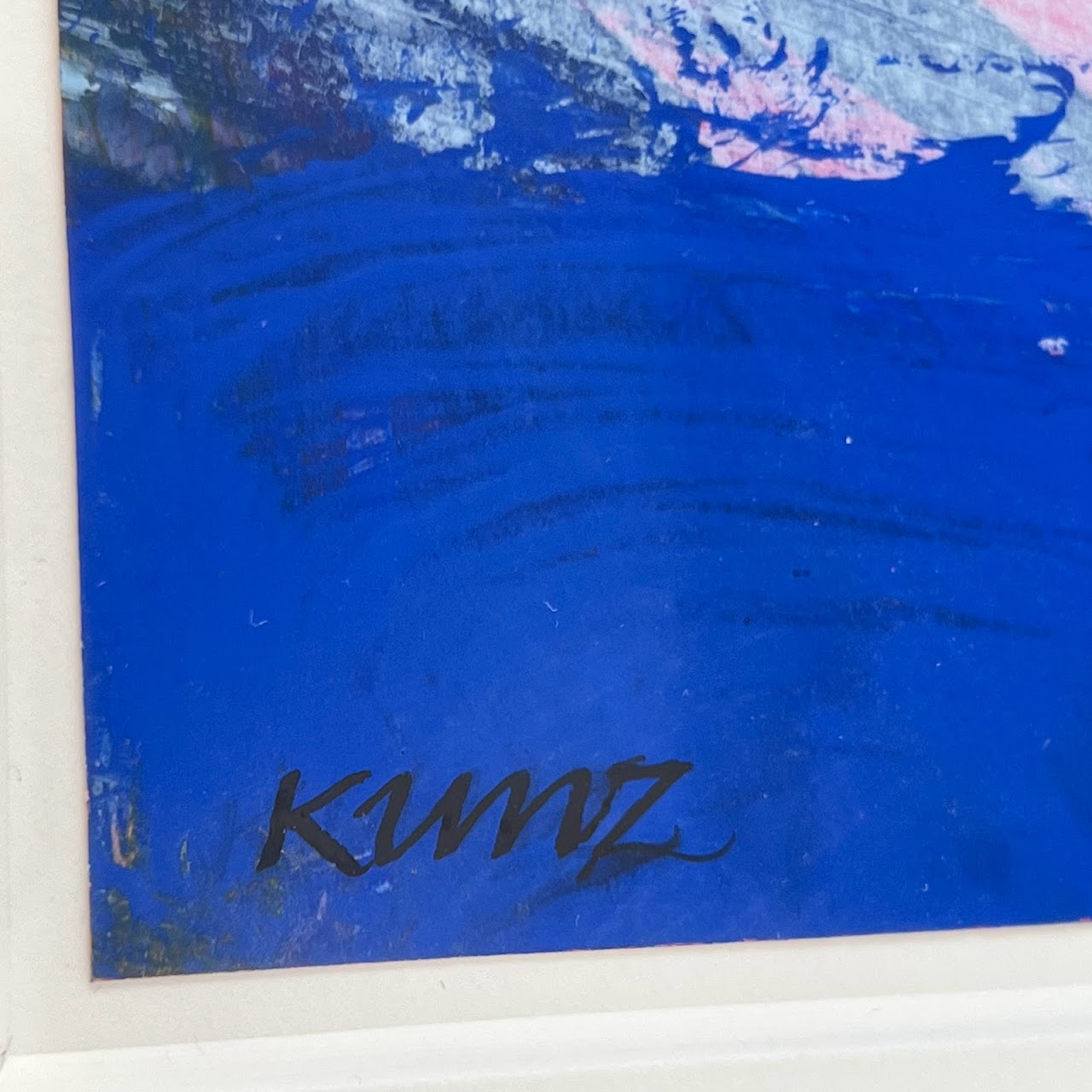 Donald Kunz Signed 'Azure' Abstract Expressionist Small Oil Painting