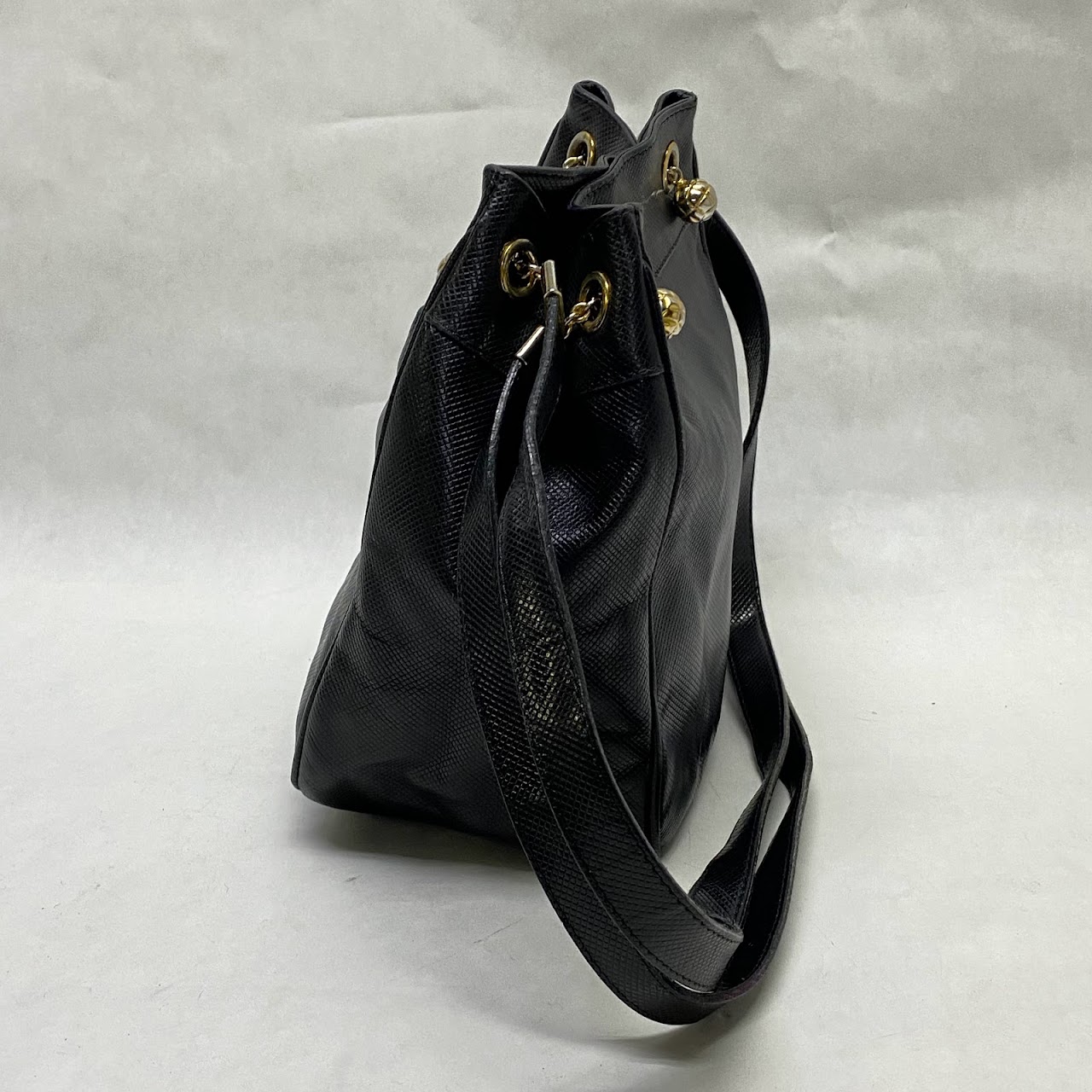 Genuine Vintage BOTTEGA VENETA Marco Polo Black Leather Bucket 